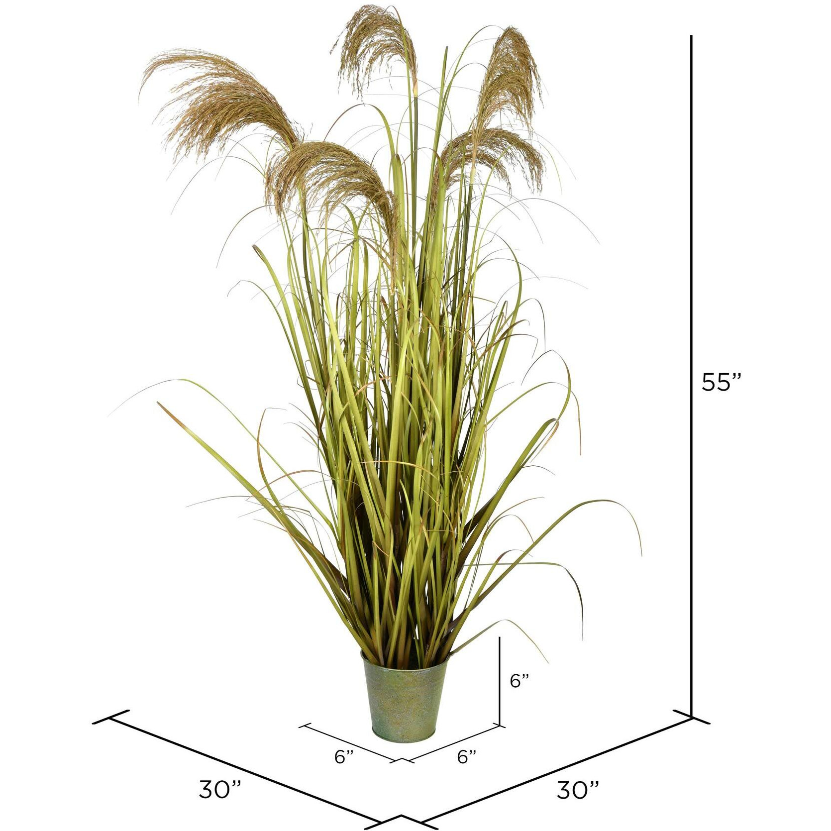 Vickerman 55" Green Reeds Grass In Iron Pot - TD191055