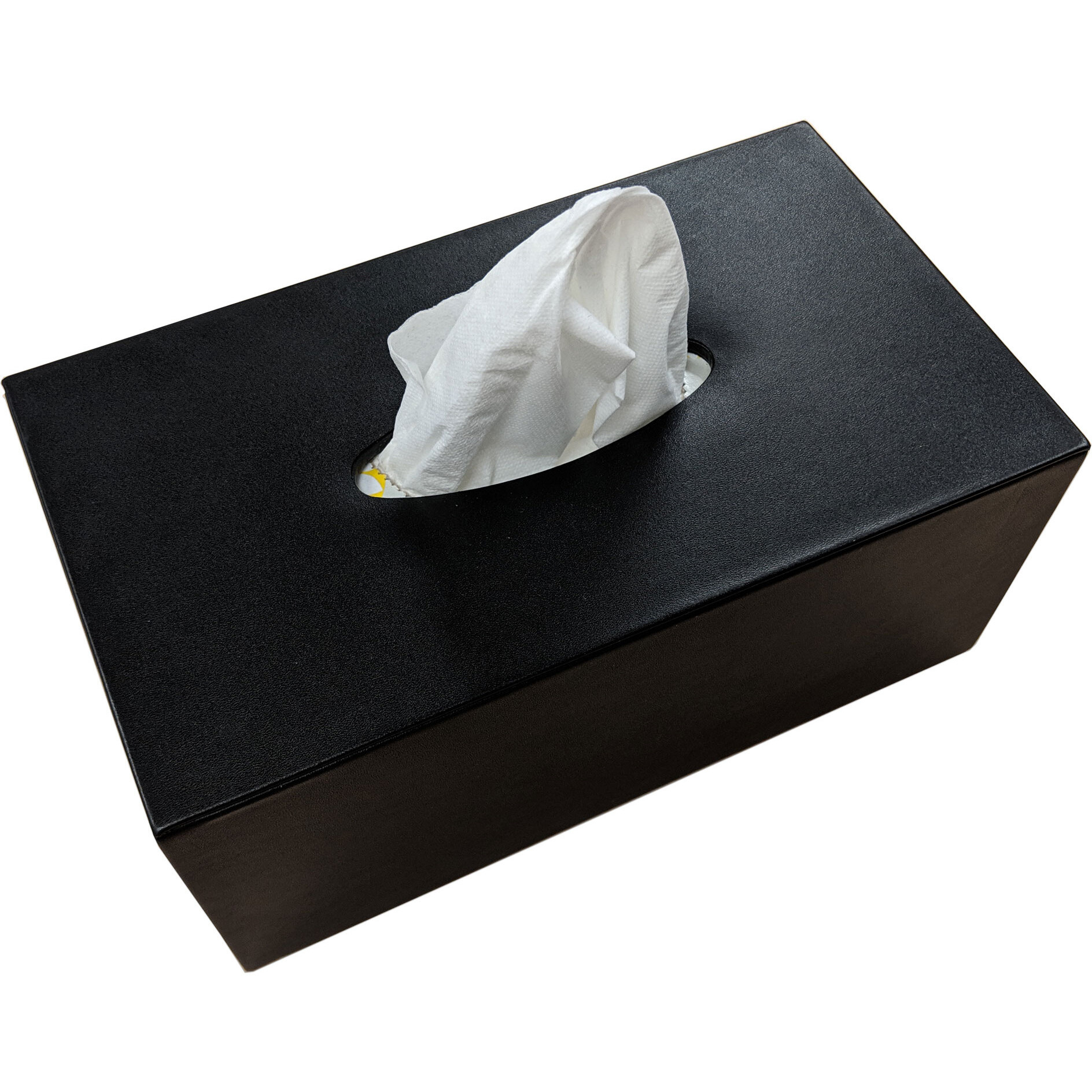 Black Leatherette Rectangular Tissue Box Cover