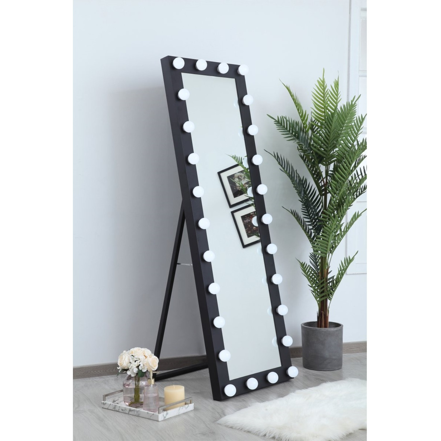 Brenda 24 inch by 71 inch plug in LED 5000K mirror in black