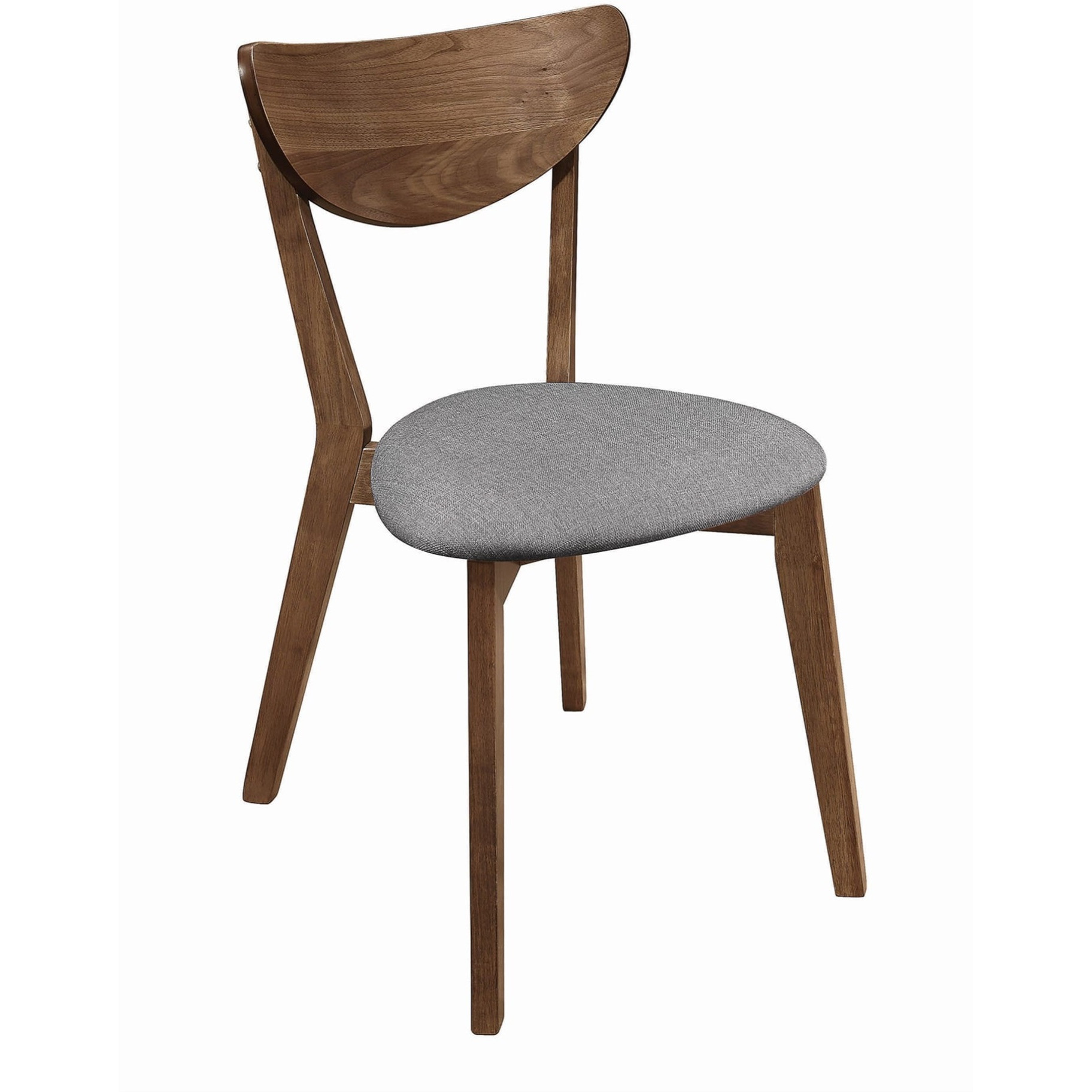Wooden Plectrum Shape Padded Seat Dining Chair, Set of 2, Brown and Gray