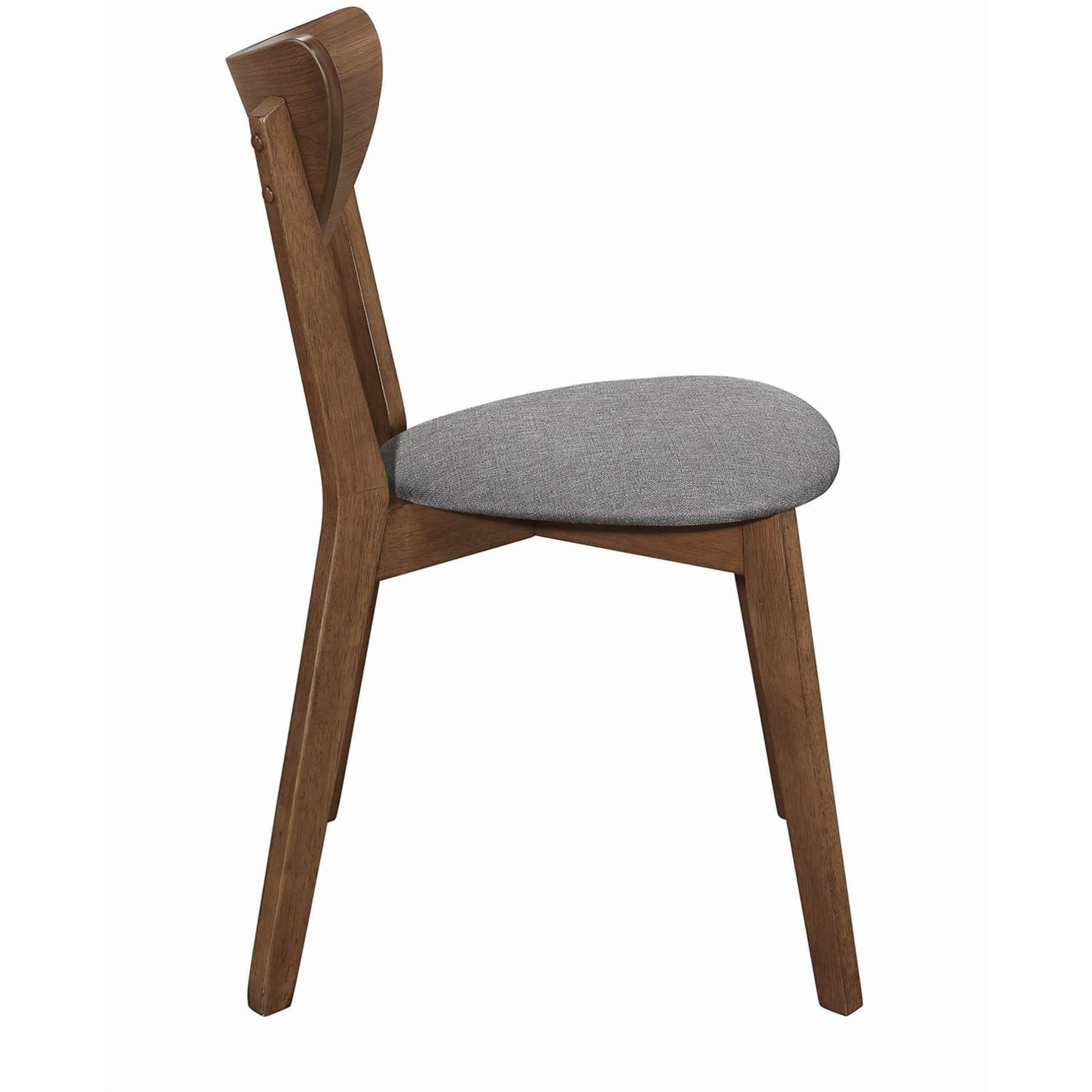 Wooden Plectrum Shape Padded Seat Dining Chair, Set of 2, Brown and Gray