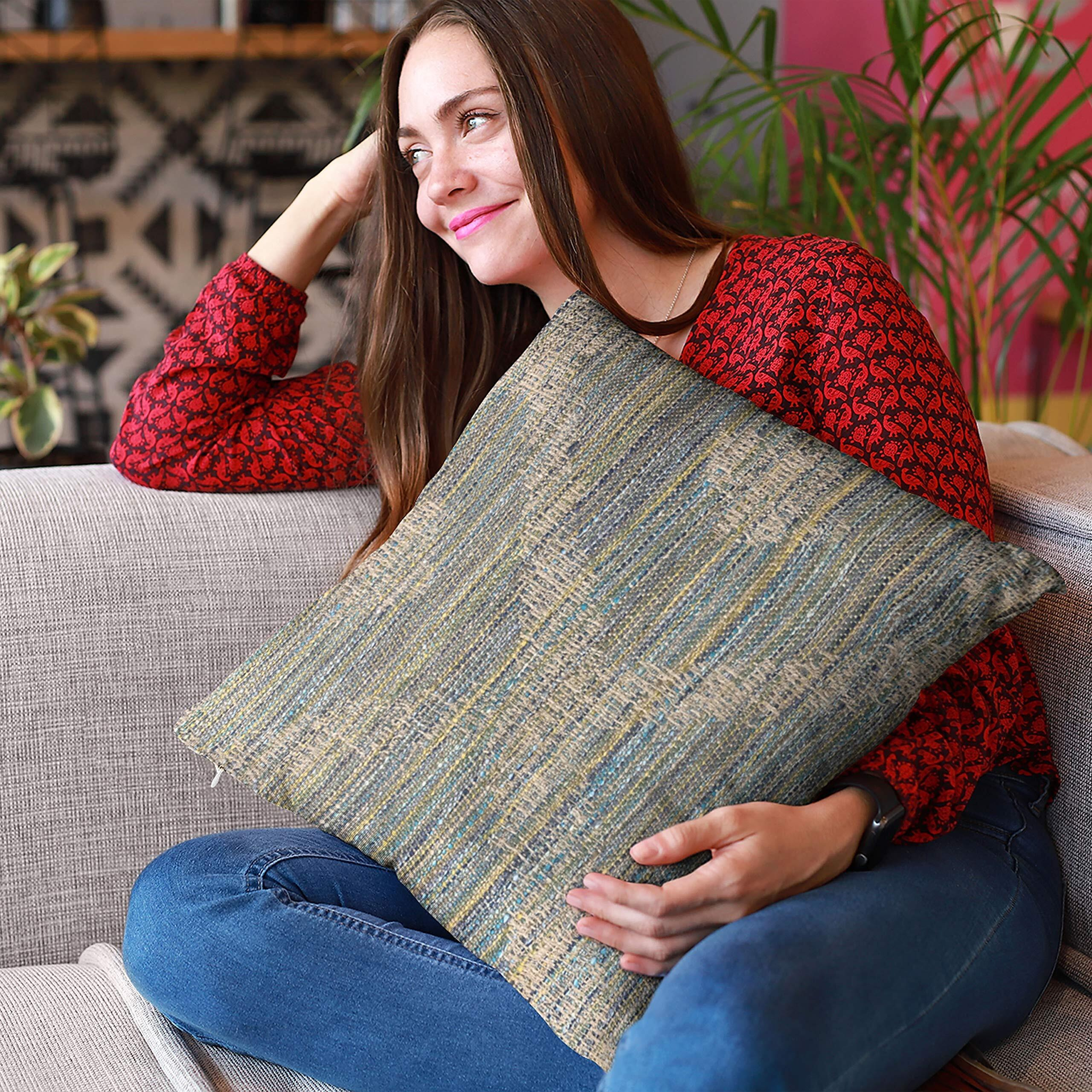 Plutus Blue Diamond Jacquard Luxury Throw Pillow Double sided  12" x 20", Jacquard - Blue