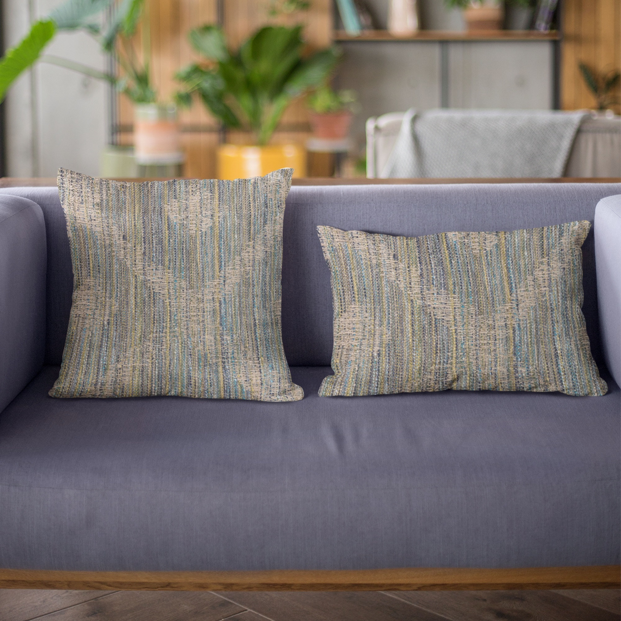 Plutus Blue Diamond Jacquard Luxury Throw Pillow Double sided  12" x 20", Jacquard - Blue