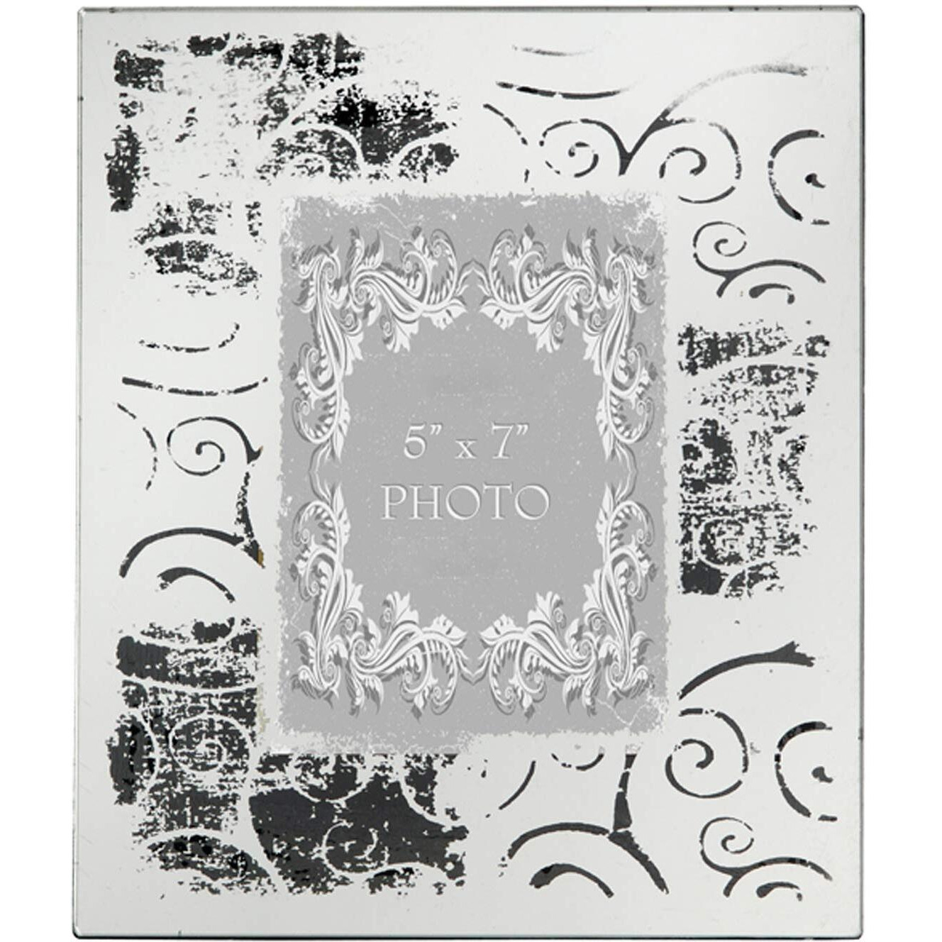 Modern Etched Wooden Photo Frames, Large, Set of 4, Silver
