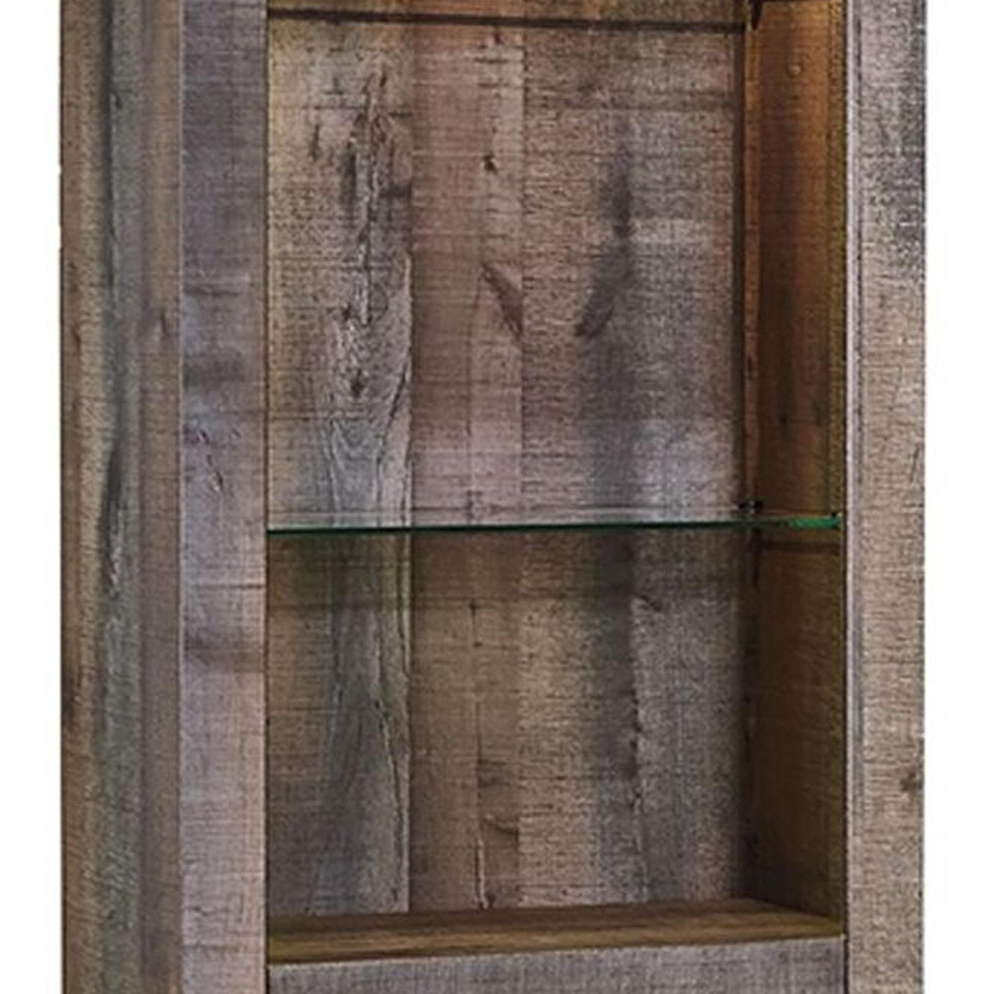 Tall Wooden Pier with 1 Door Cabinet and 2 Adjustable Glass Shelves, Brown