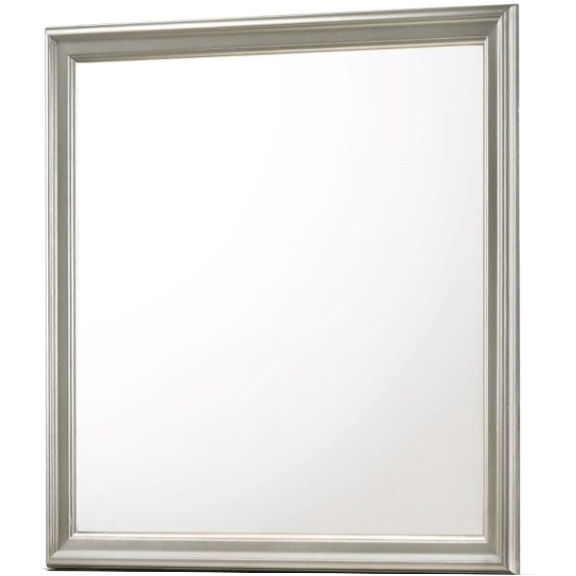 Square Molded Wooden Frame Dresser Mirror, Antique Silver