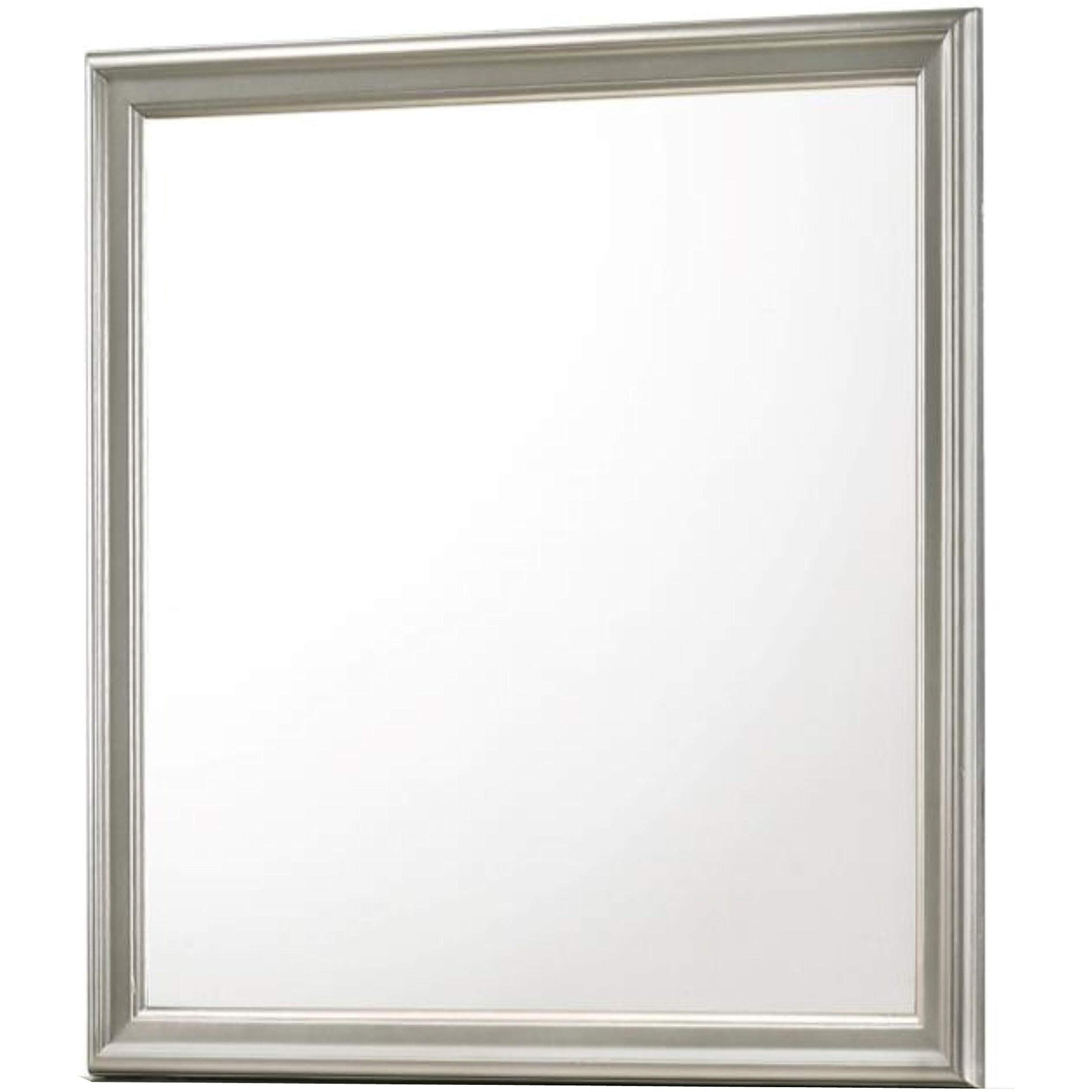 Square Molded Wooden Frame Dresser Mirror, Antique Silver
