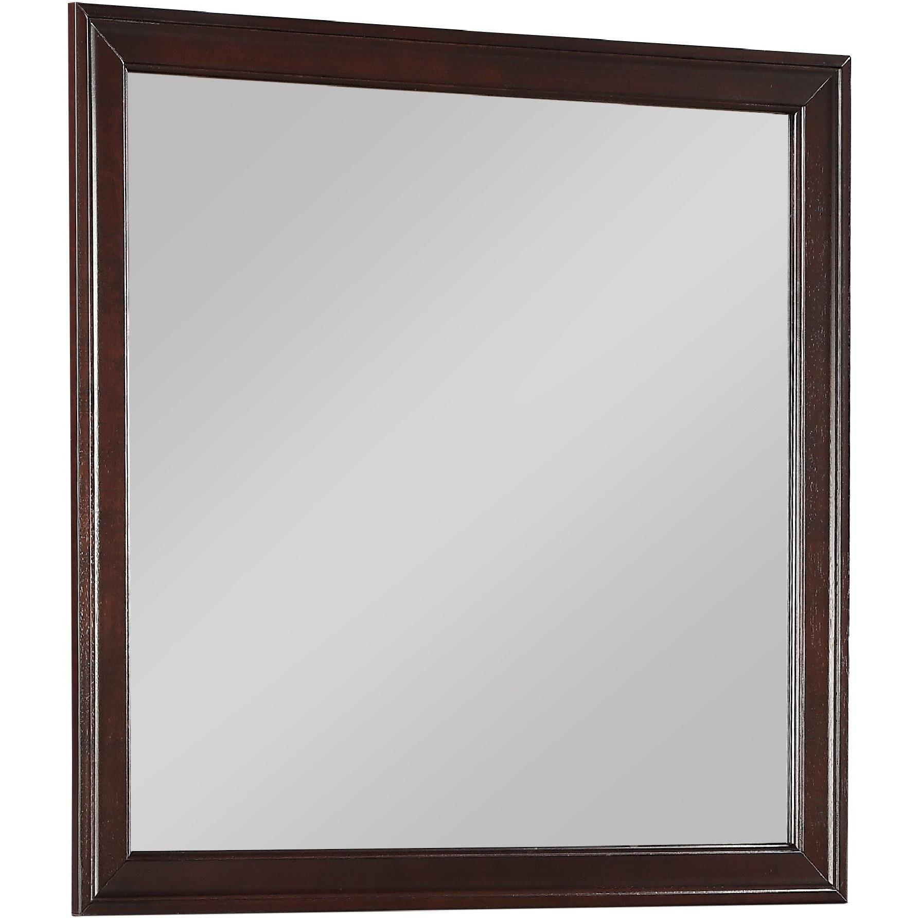 Square Molded Wooden Frame Dresser Mirror, Cherry Brown and Silver