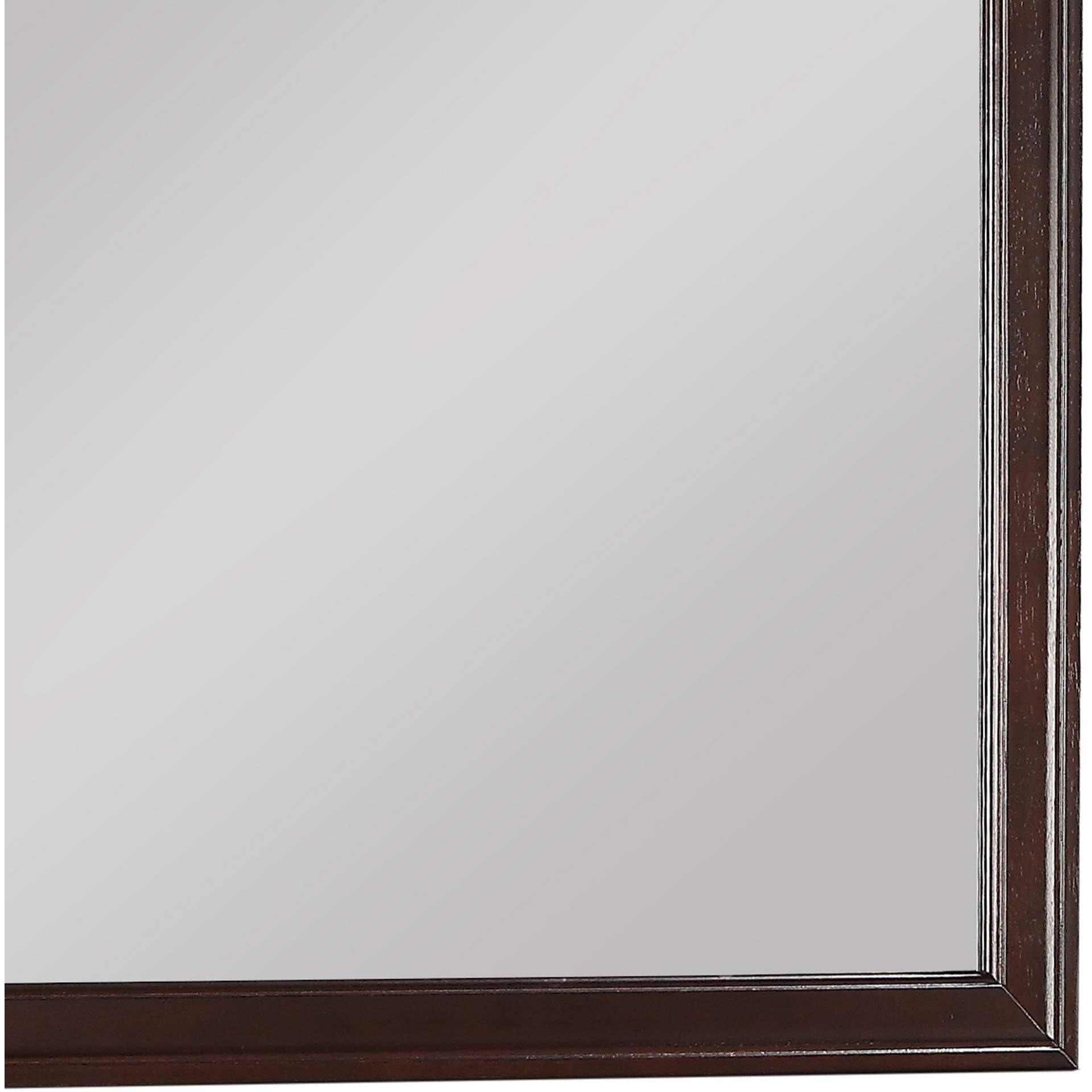 Square Molded Wooden Frame Dresser Mirror, Cherry Brown and Silver
