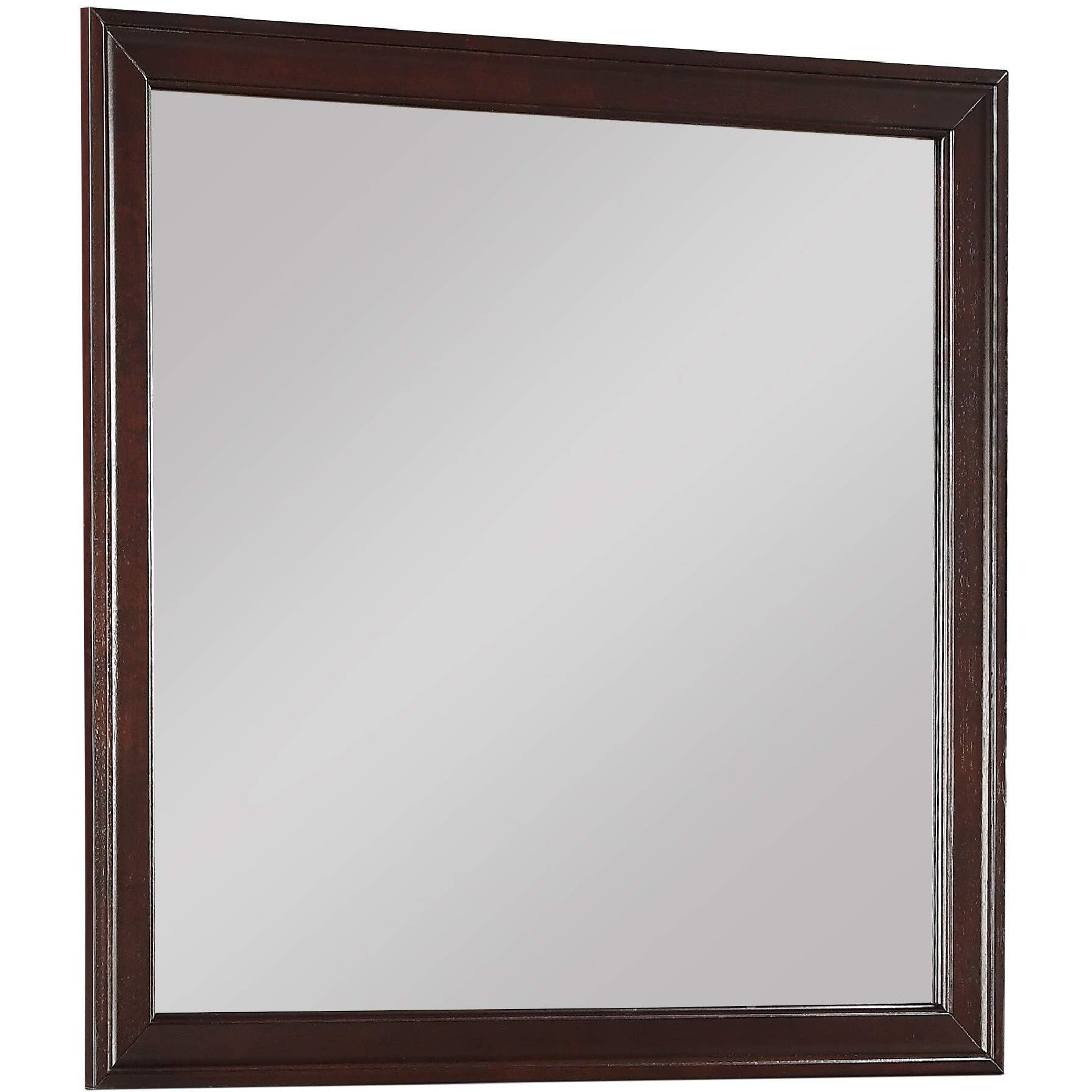 Square Molded Wooden Frame Dresser Mirror, Cherry Brown and Silver
