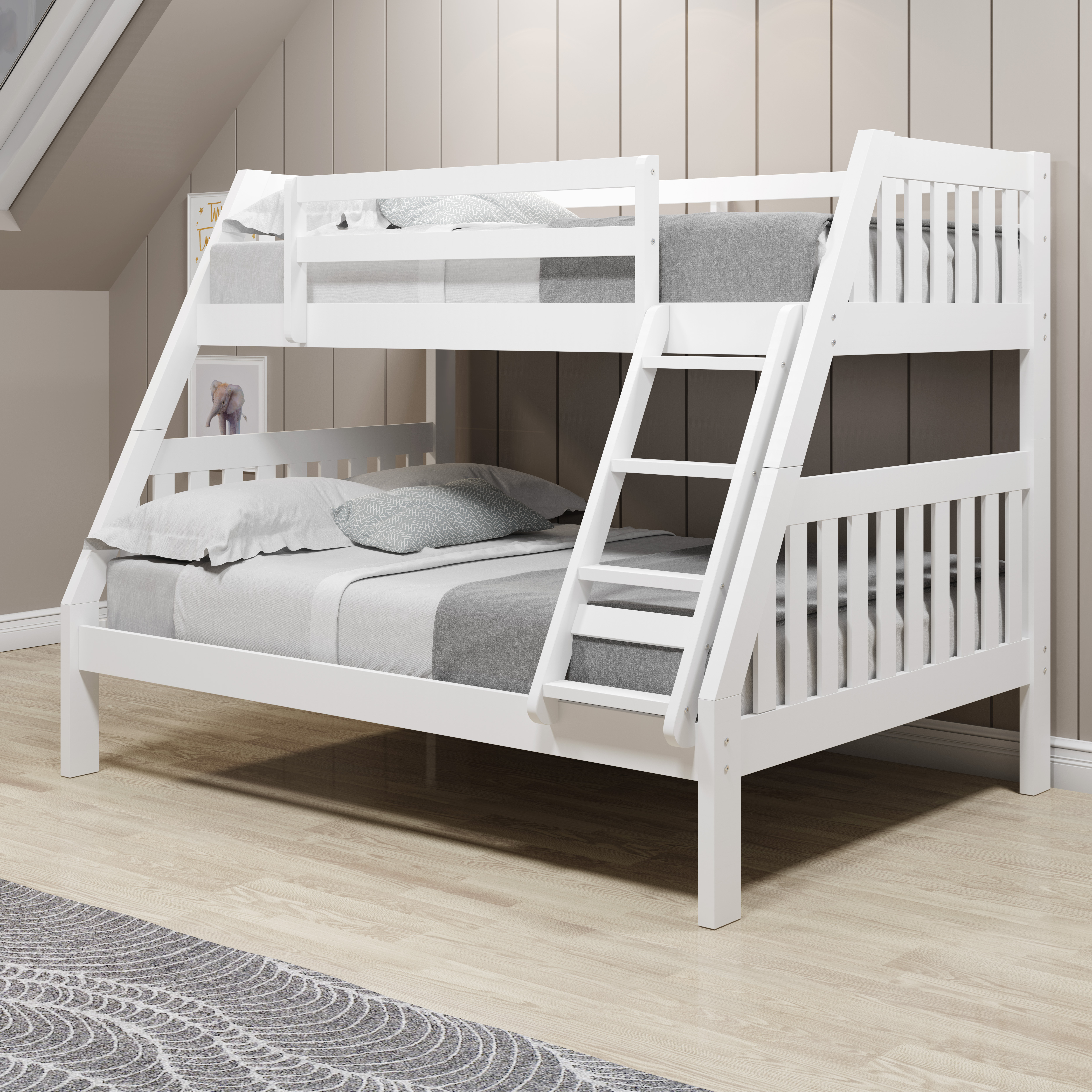 TWIN/FULL MISSION BUNK BED WHITE