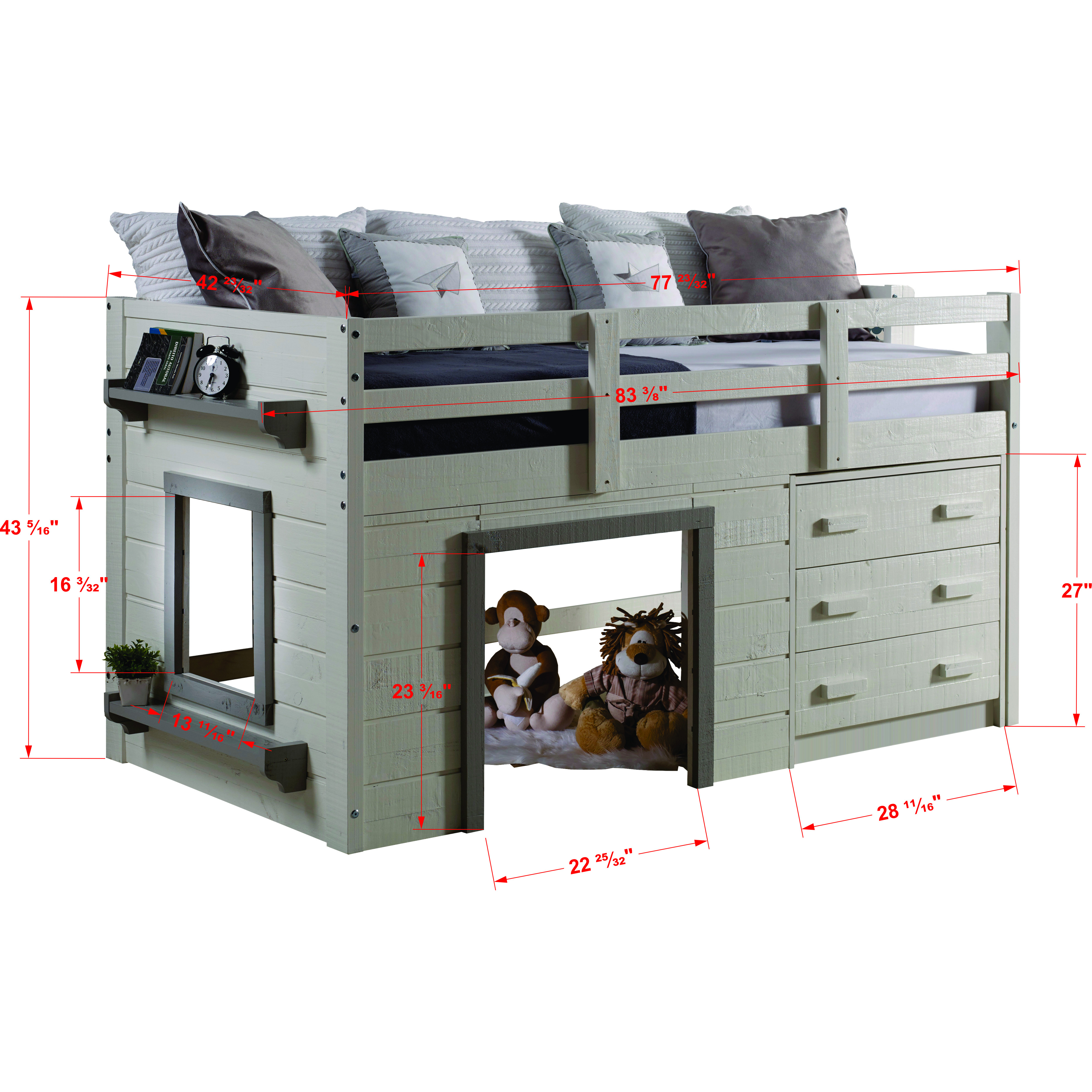 TWIN SWEET DREAMS LOW LOFT WHITE/GREY