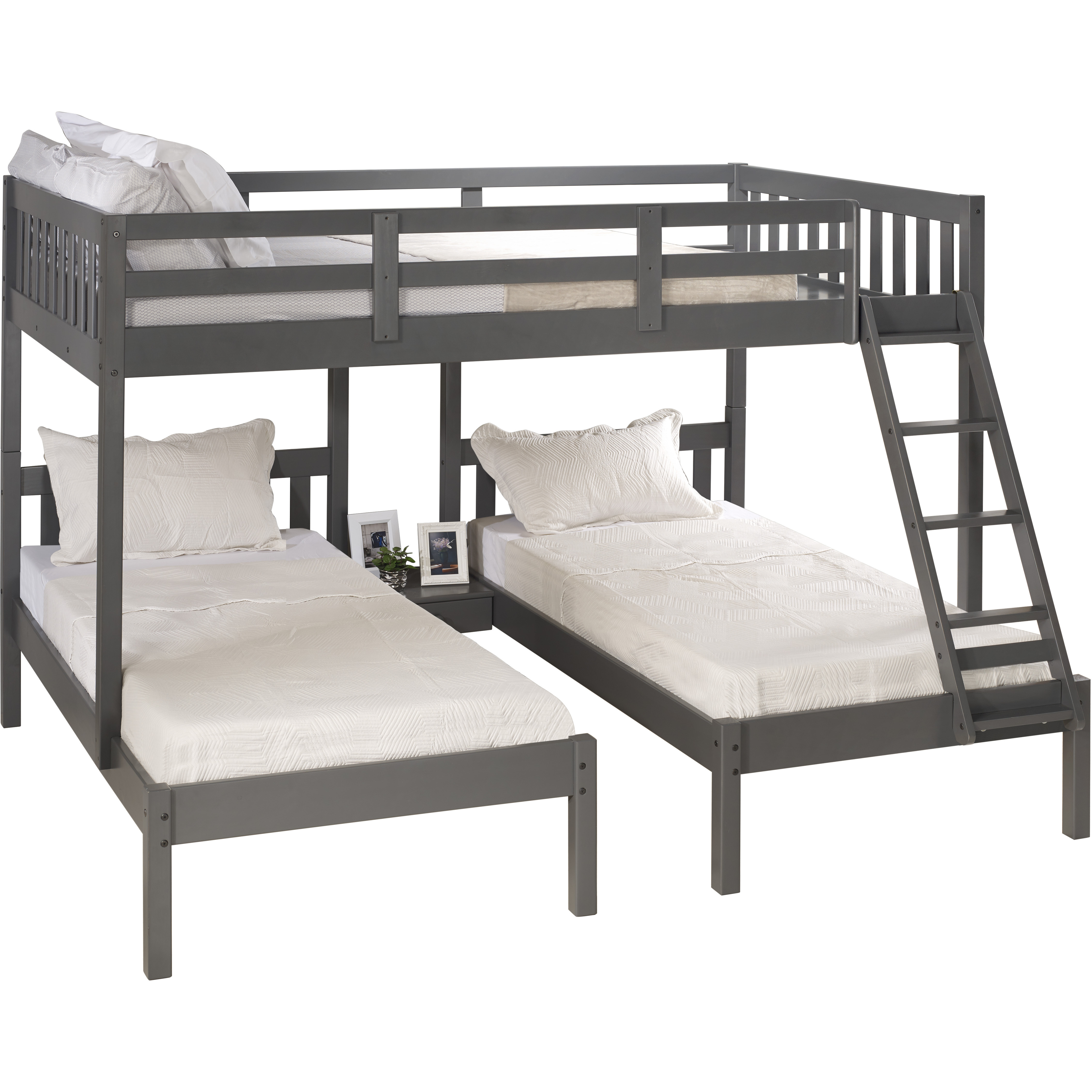 FULL OVER DOUBLE TWIN BED LOFT BUNK IN DARK GREY FINISH