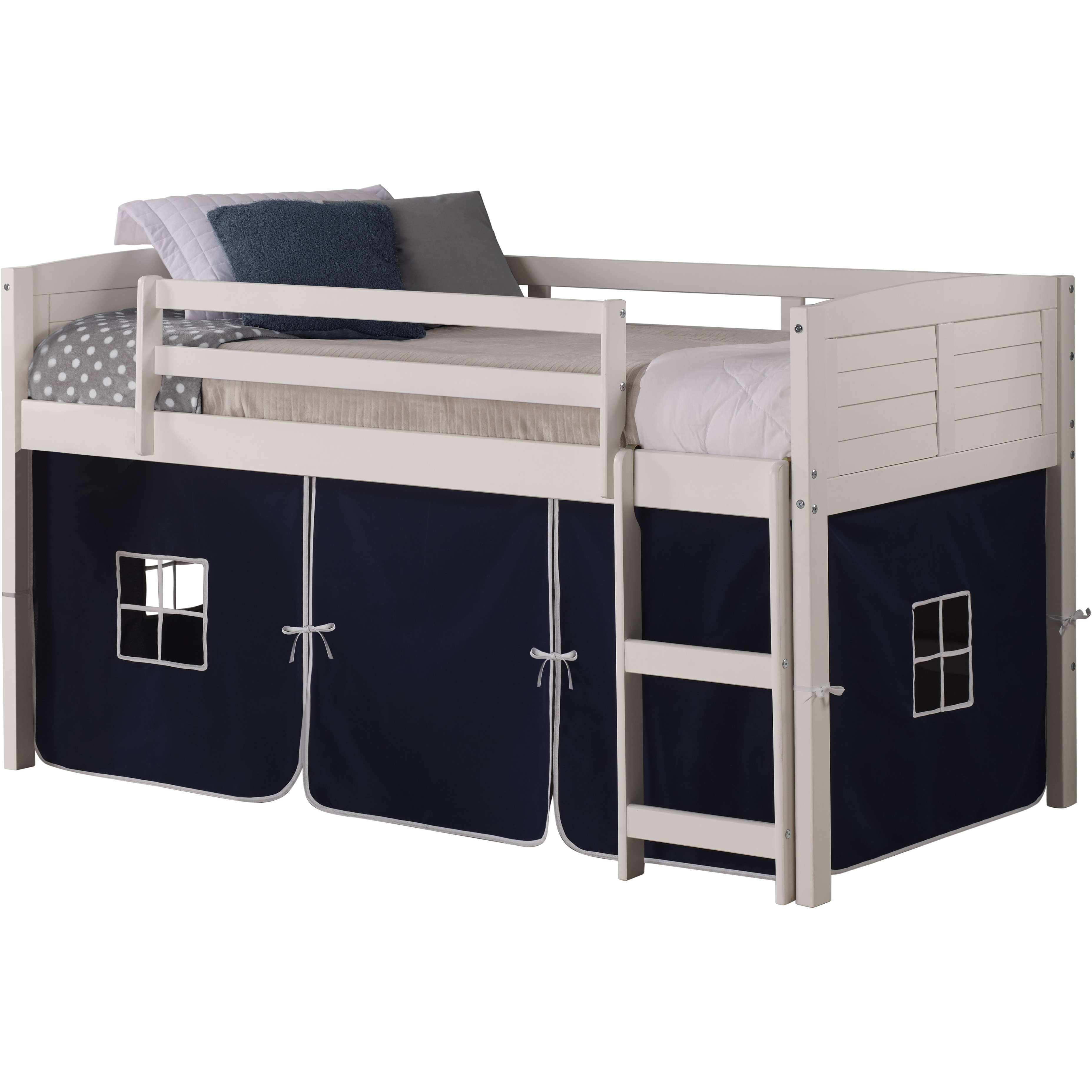 TWIN LOUVER LOW LOFT WHITE W/BLUE TENT