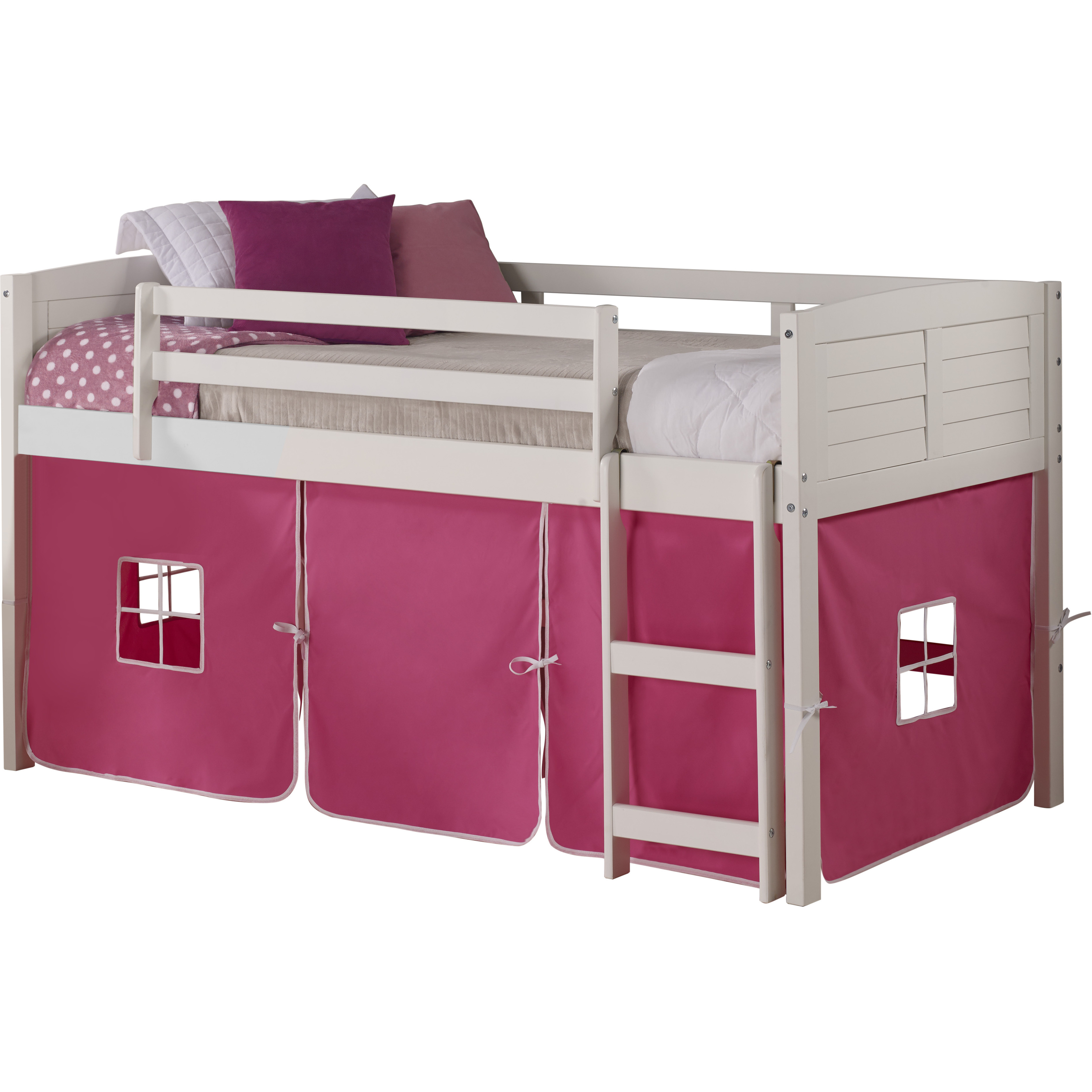 TWIN LOUVER LOW LOFT WHITE W/PINK TENT