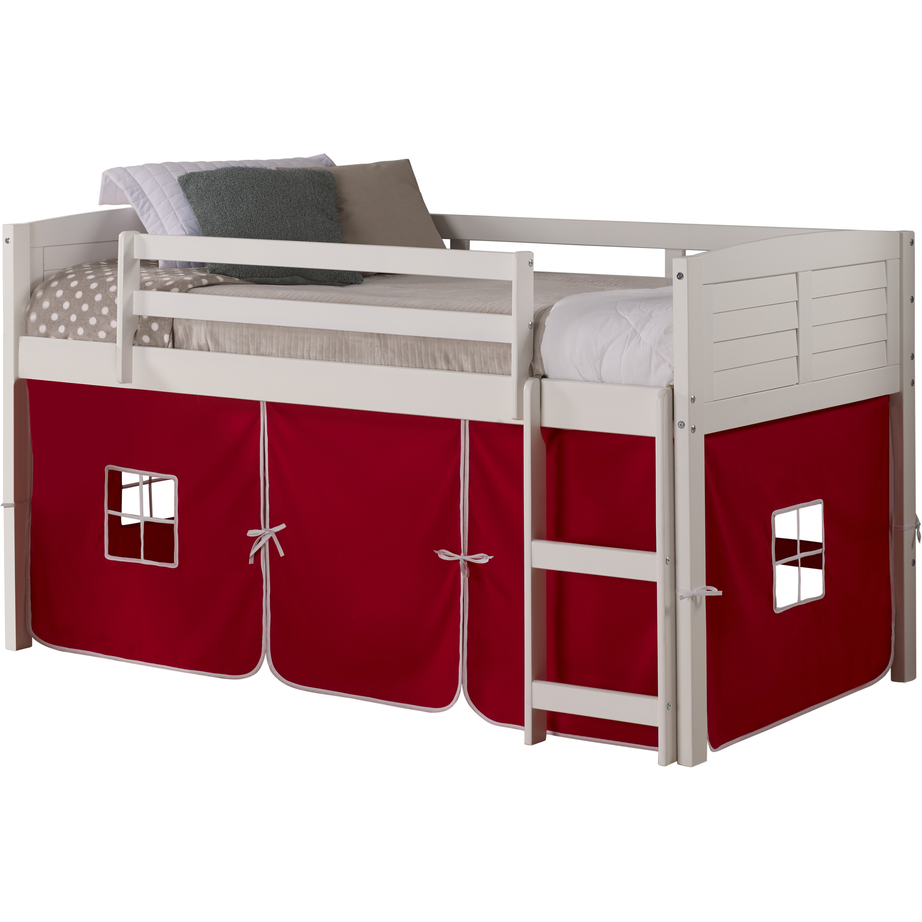 TWIN LOUVER LOW LOFT WHITE W/RED TENT