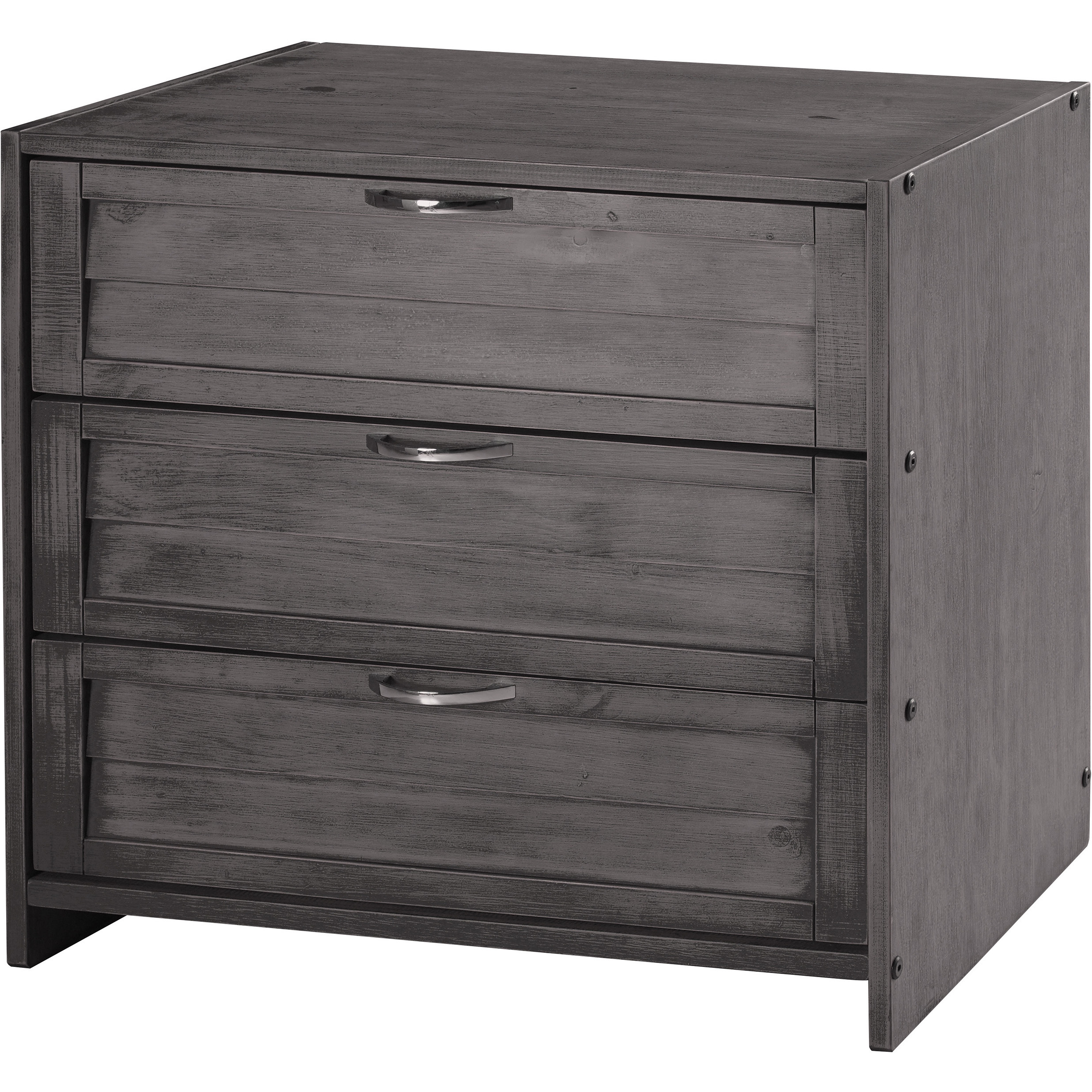 LOUVER LOW LOFT 3 DR CHEST ANTIQUE GREY