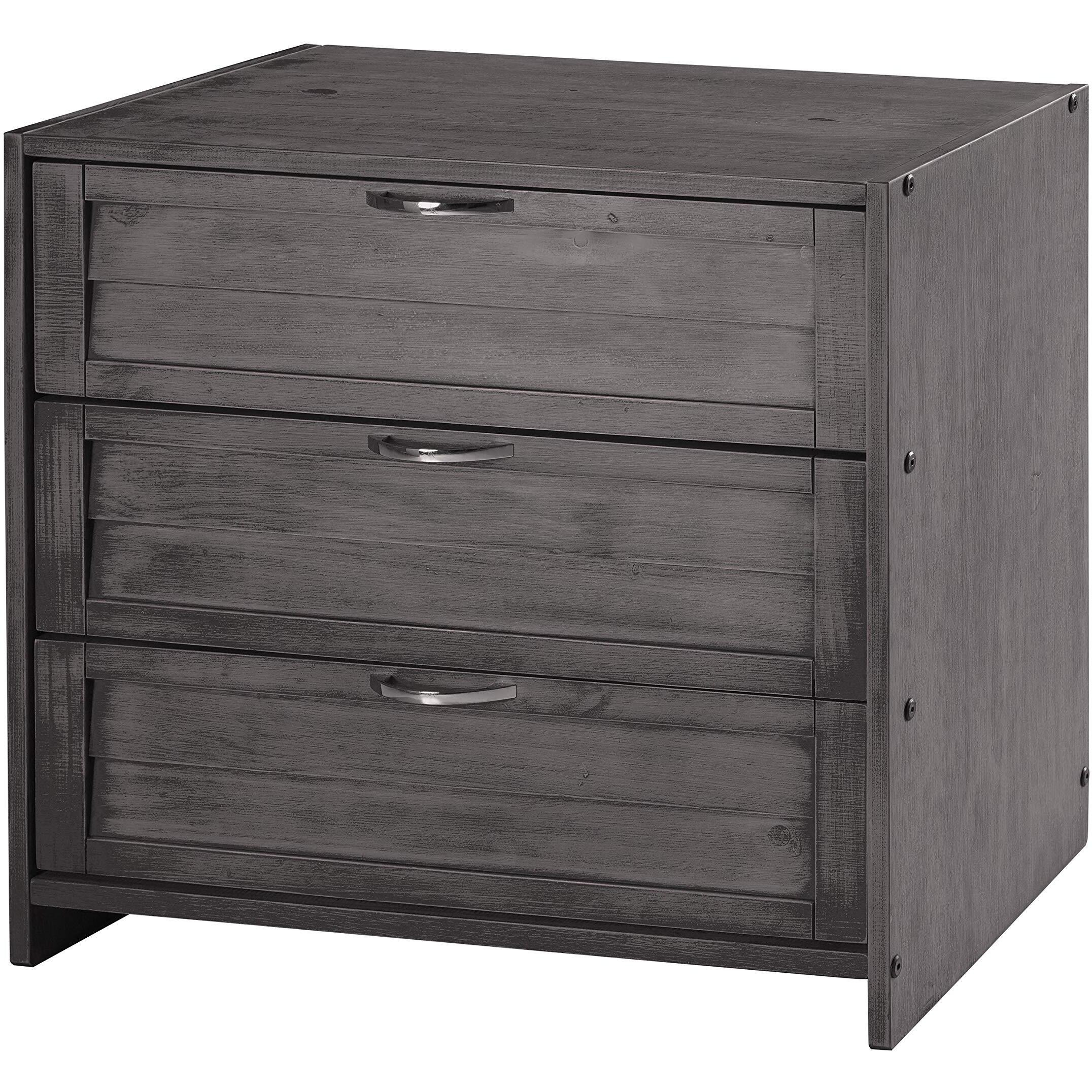 LOUVER LOW LOFT 3 DR CHEST ANTIQUE GREY