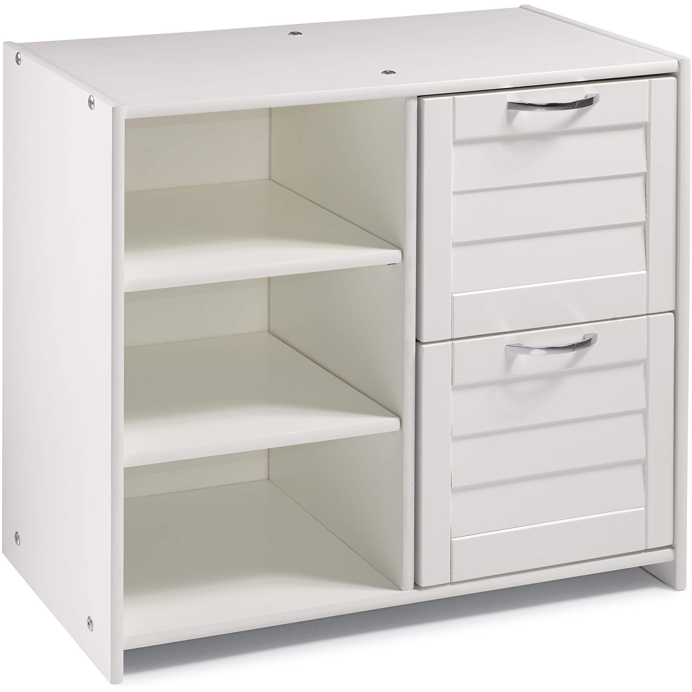 LOUVER LOW LOFT 2 DR CHEST/SHELVES WHITE