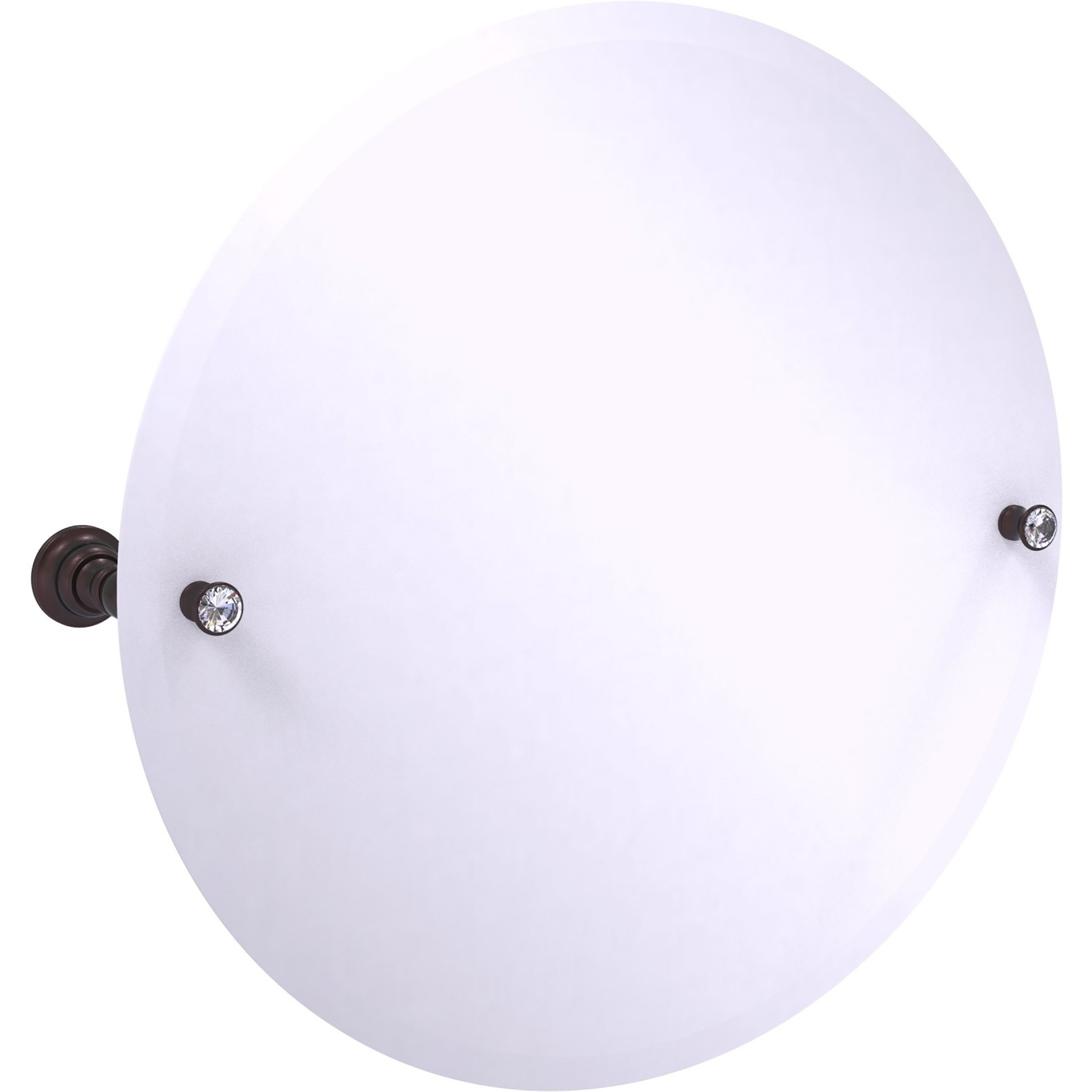 Carolina Crystal Collection Frameless Round Tilt Mirror with Beveled Edge - Antique Bronze