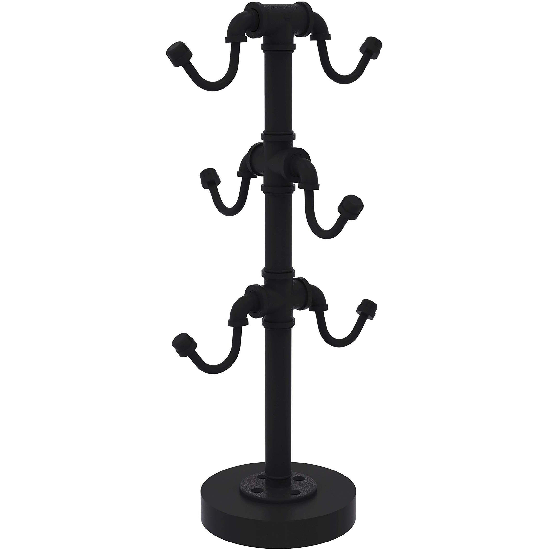 Pipeline Collection Countertop 6 Coffee Mug Holder - Matte Black