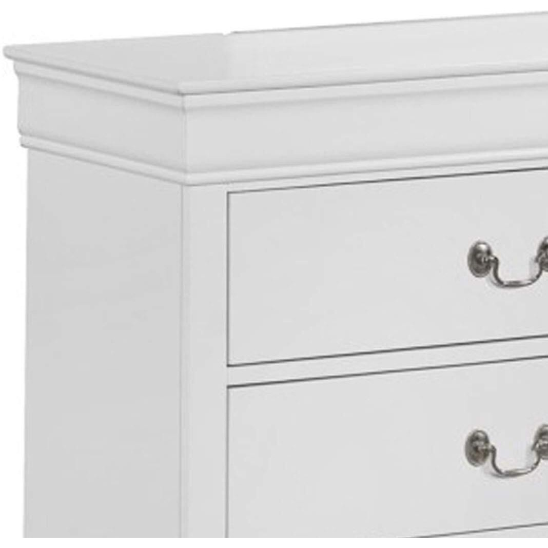 Transitional Style 6 Drawer Dresser with Metal Pulls, White