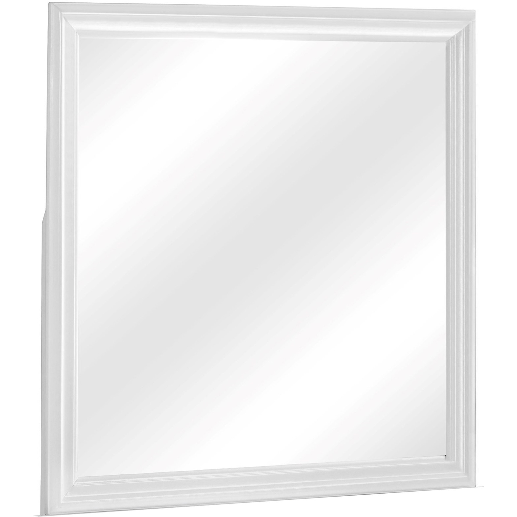 Square Molded Wooden Frame Dresser Mirror, White and Silver