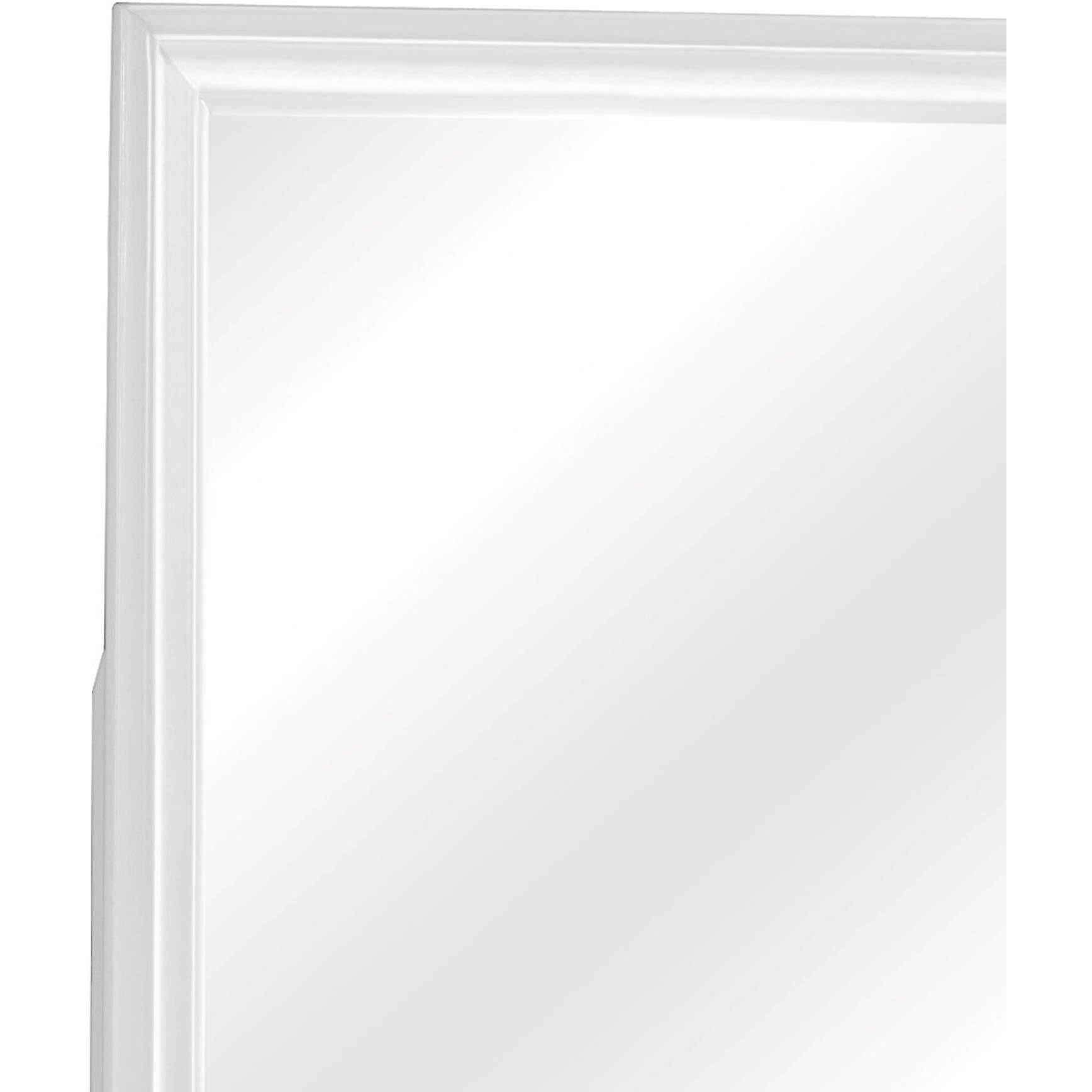 Square Molded Wooden Frame Dresser Mirror, White and Silver