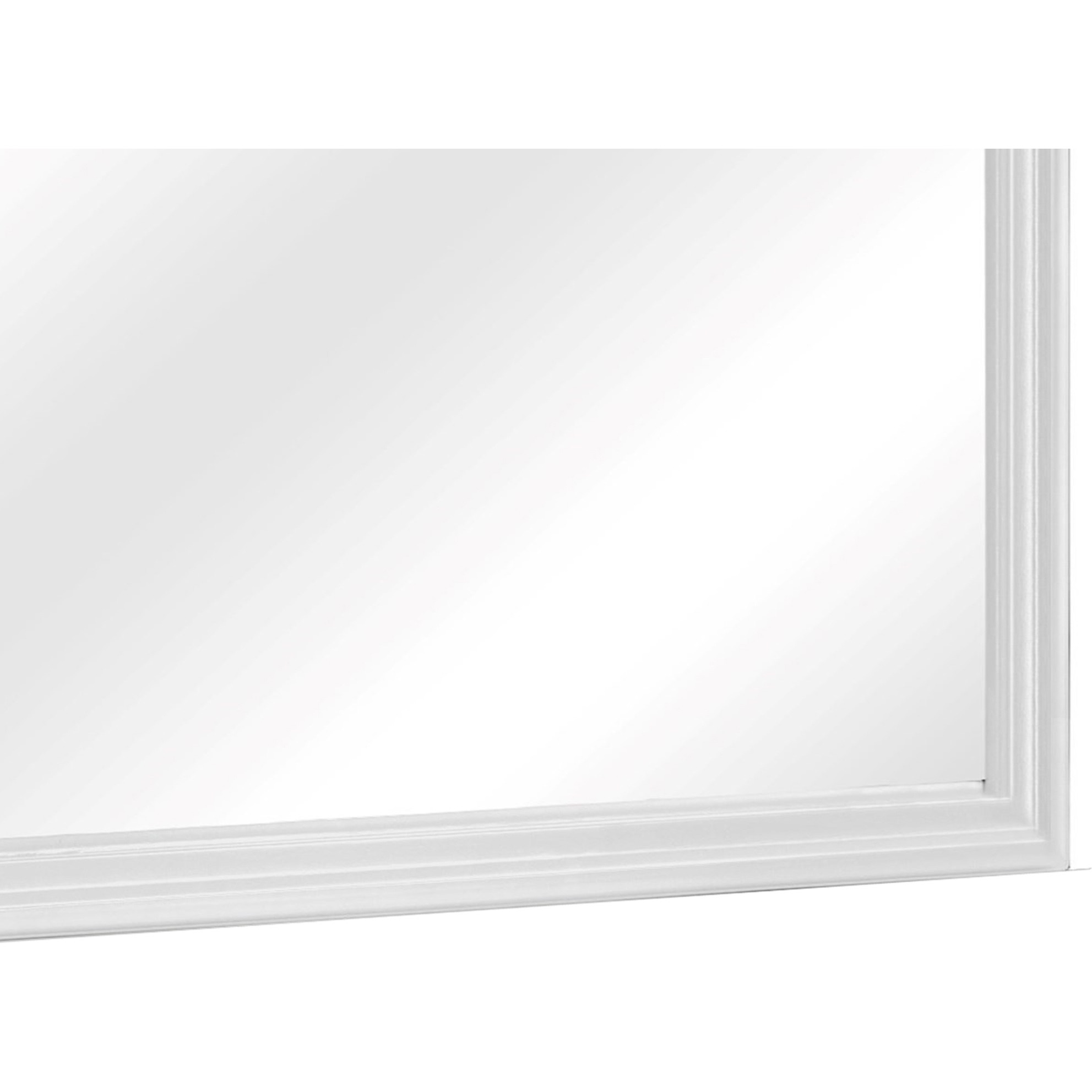 Square Molded Wooden Frame Dresser Mirror, White and Silver