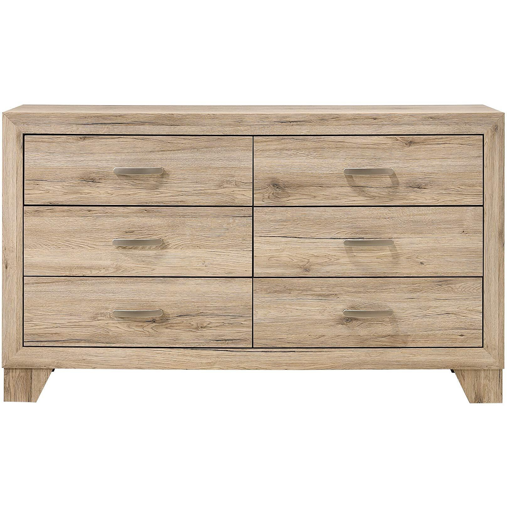 Wooden Nightstand with 6 Storage Drawers, Brown