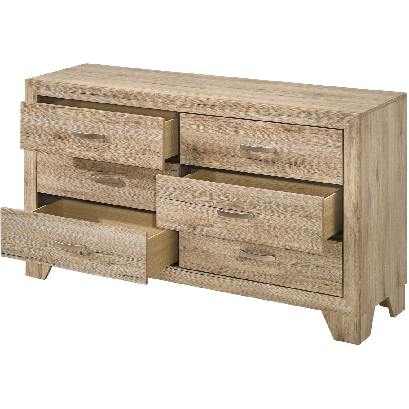 Wooden Nightstand with 6 Storage Drawers, Brown