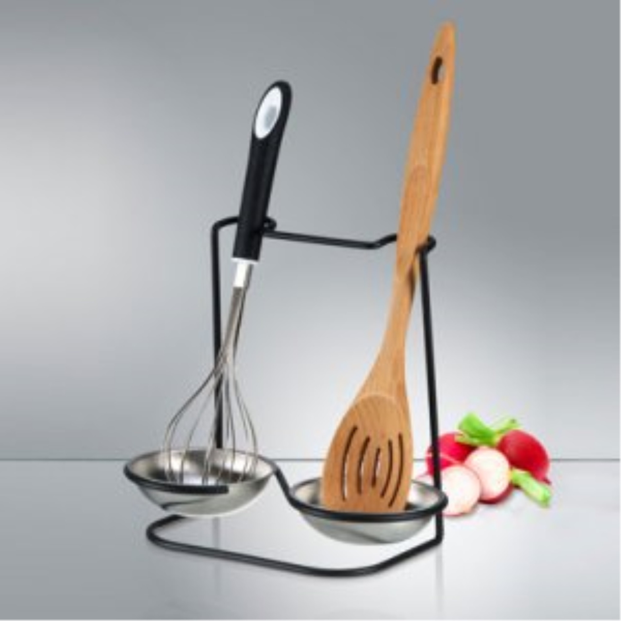 PRODYNE M955 METALLA STAINLESS STEEL DOUBLE SPOON REST