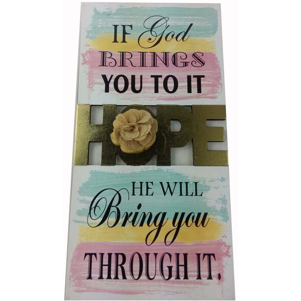 MDF wall plaque w/flower-HOPE