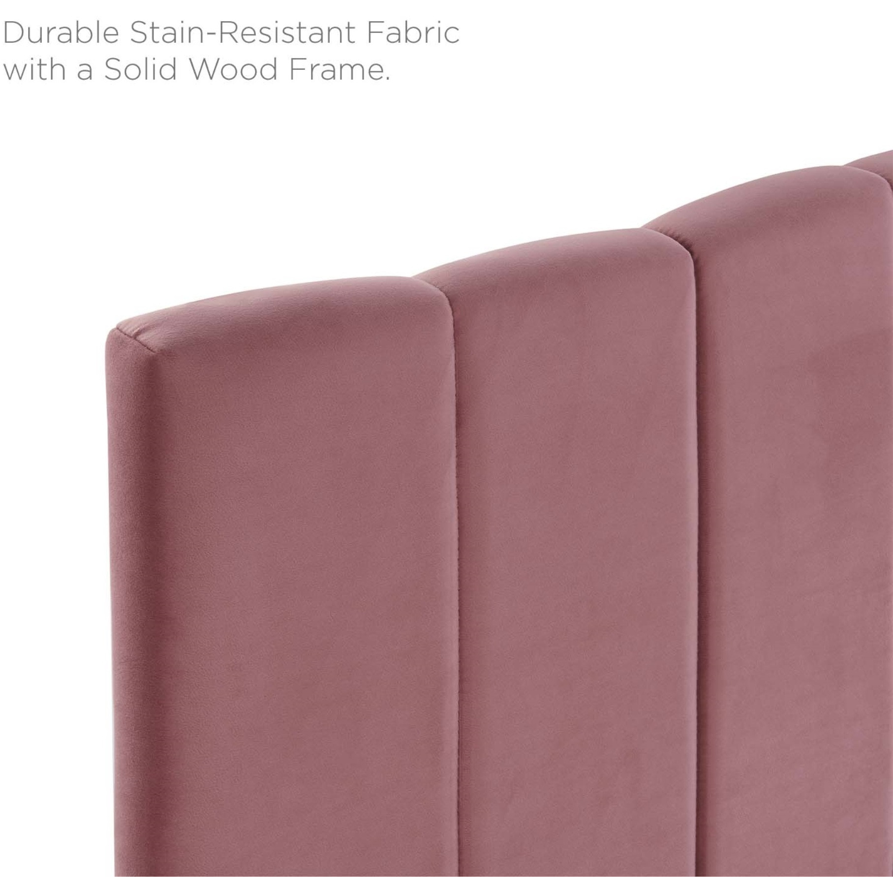 Camilla Channel Tufted King/California King Performance Velvet Headboard - Dusty Rose