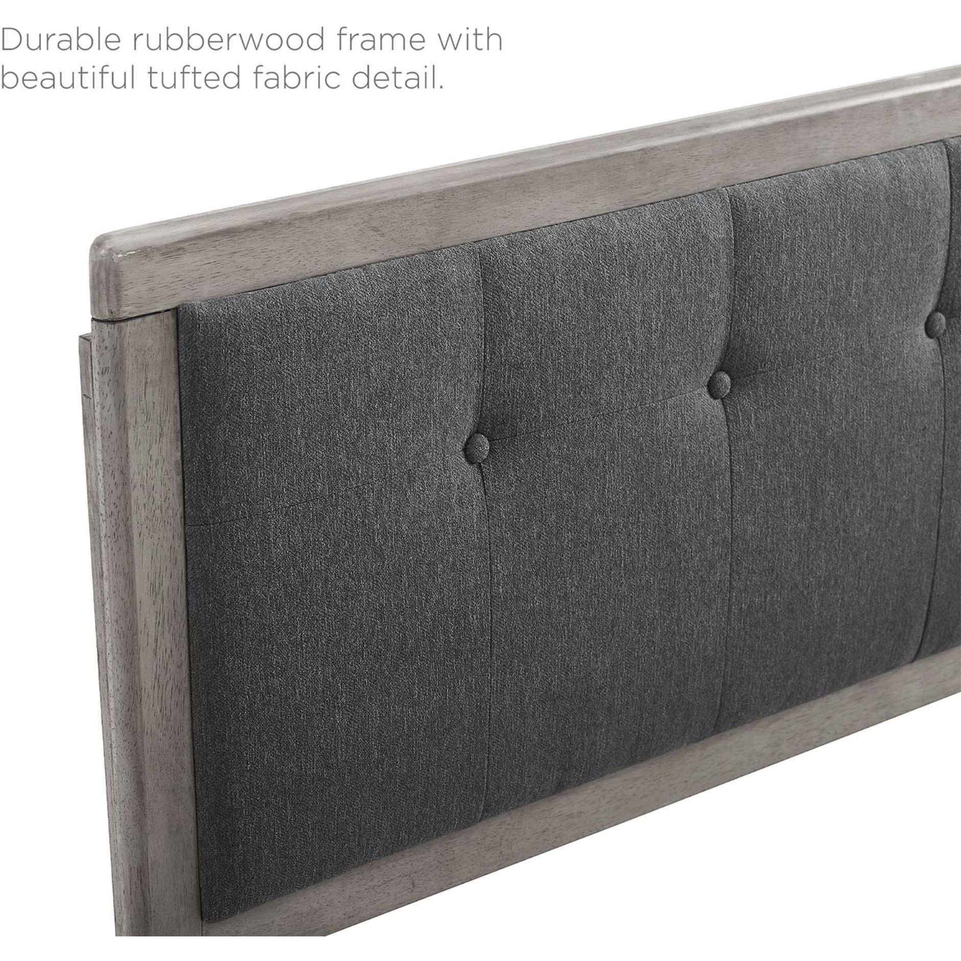 Draper Tufted Queen Fabric and Wood Headboard - Gray Charcoal