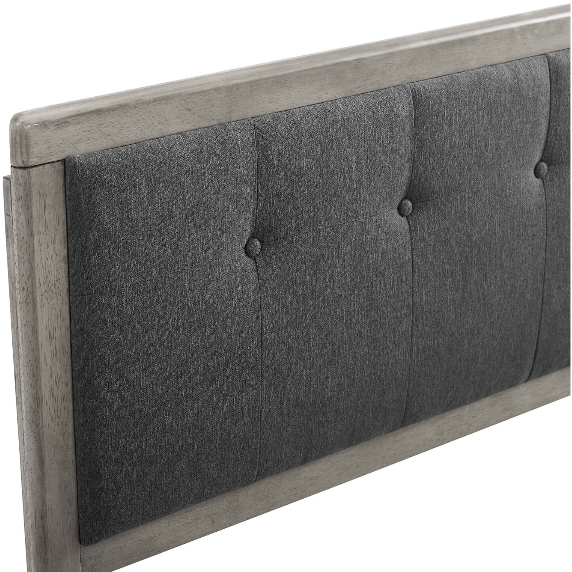 Draper Tufted Queen Fabric and Wood Headboard - Gray Charcoal