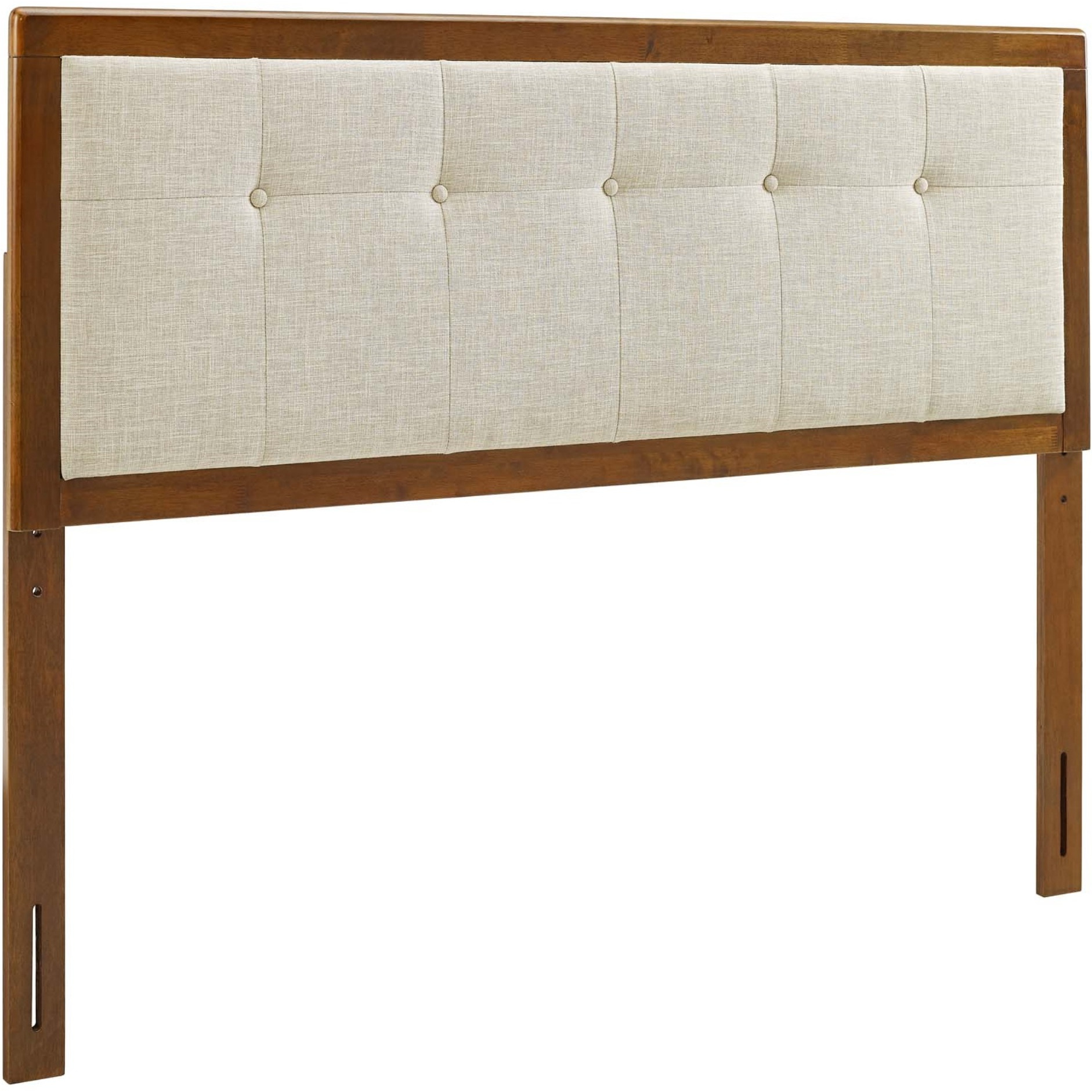 Draper Tufted Queen Fabric and Wood Headboard - Walnut Beige