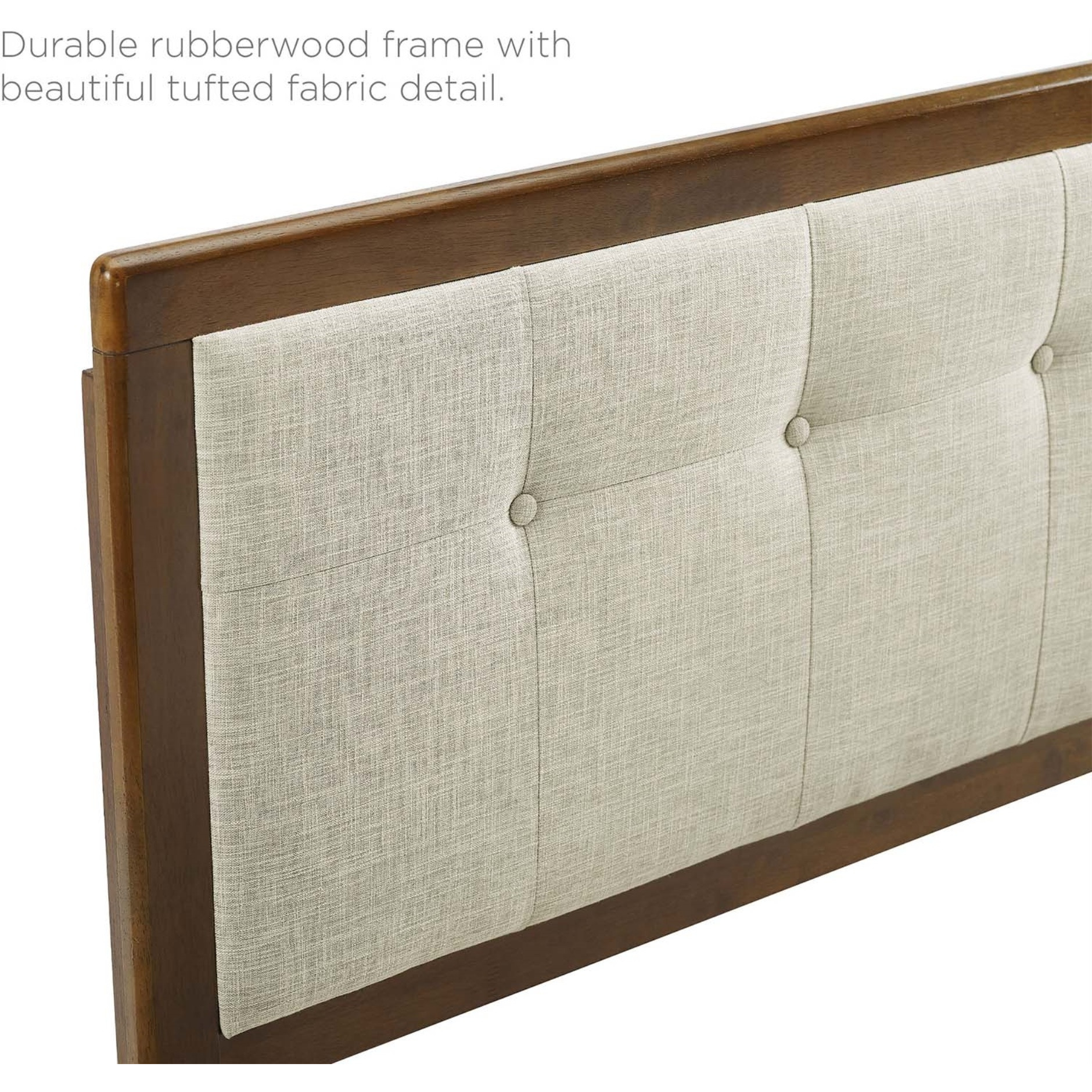 Draper Tufted Queen Fabric and Wood Headboard - Walnut Beige