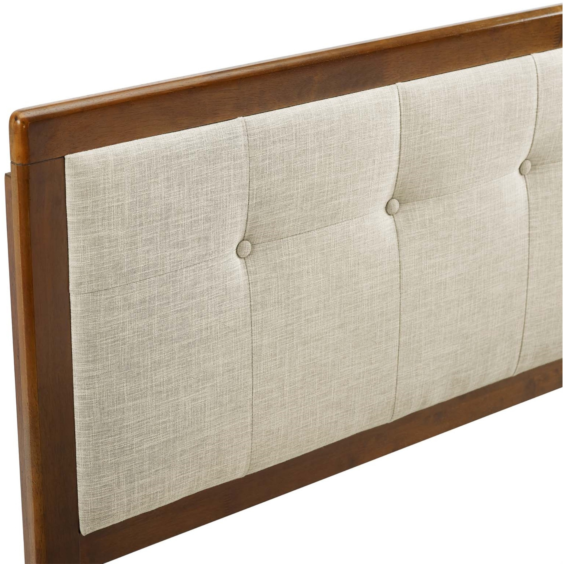Draper Tufted Queen Fabric and Wood Headboard - Walnut Beige