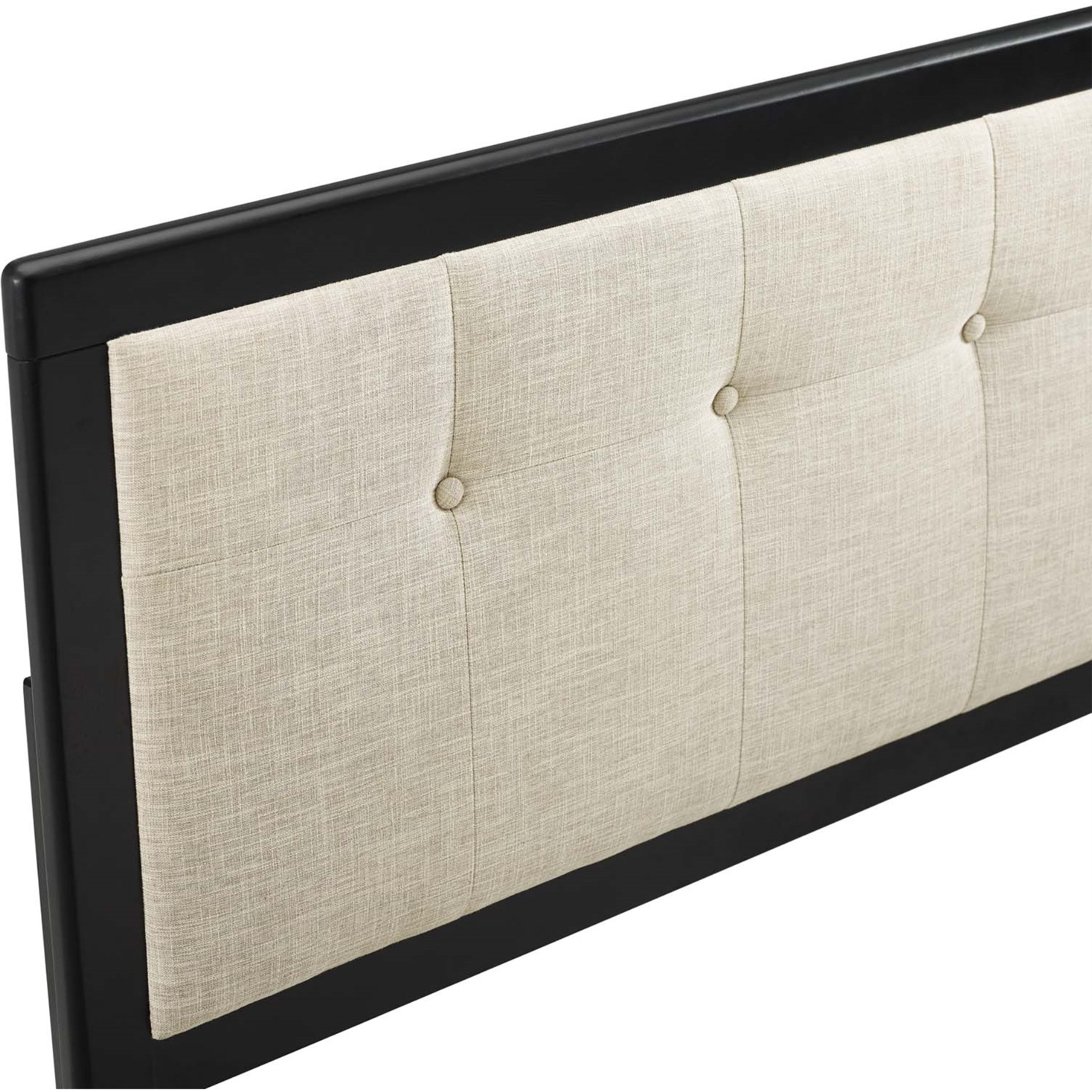 Draper Tufted King Fabric and Wood Headboard - Black Beige