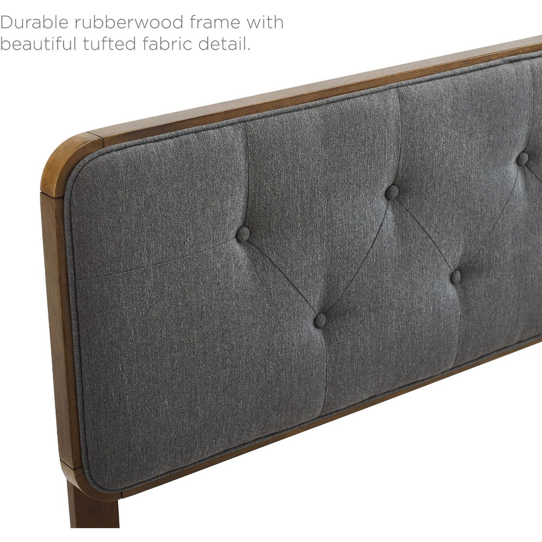 Collins Tufted Twin Fabric and Wood Headboard - Walnut Charcoal