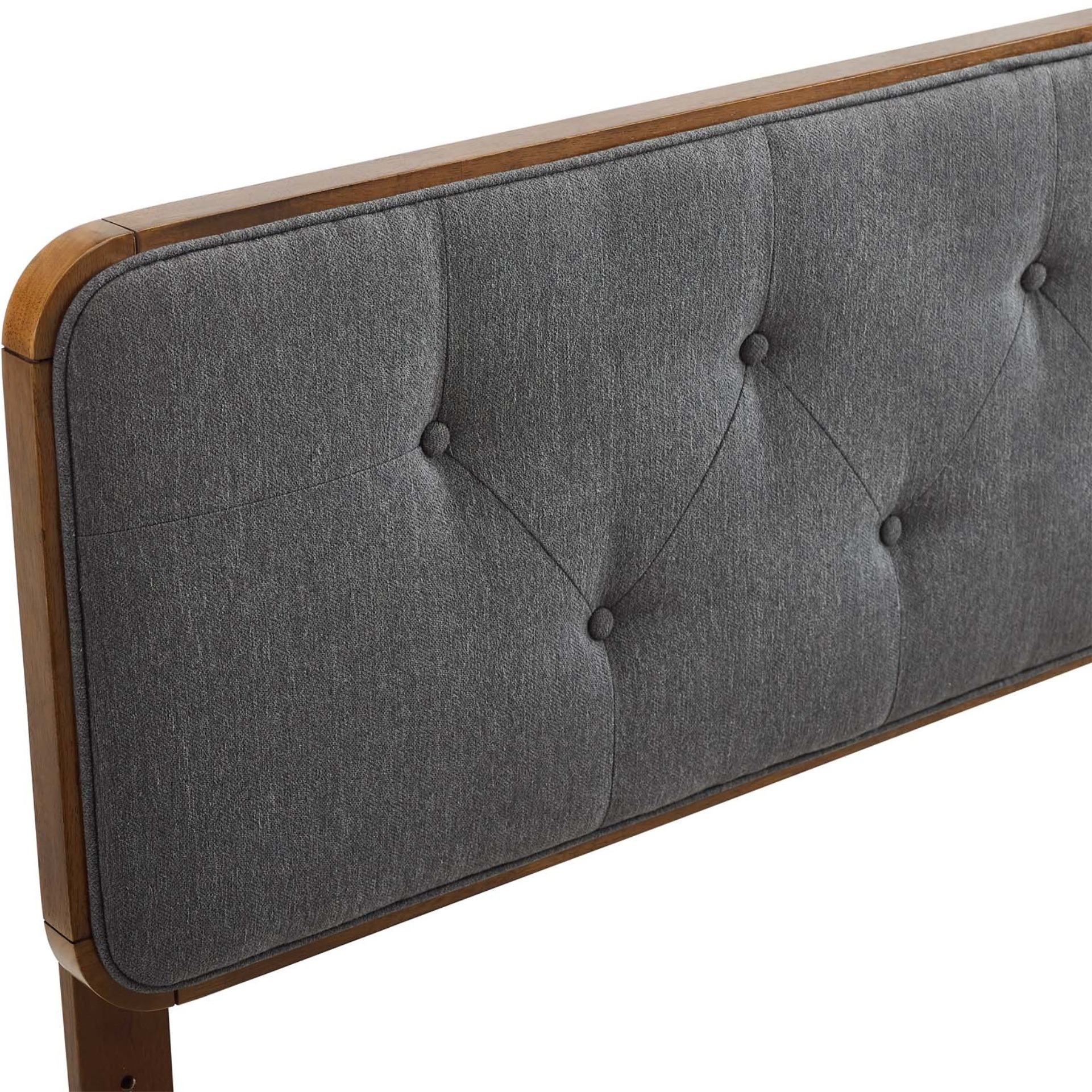 Collins Tufted Twin Fabric and Wood Headboard - Walnut Charcoal