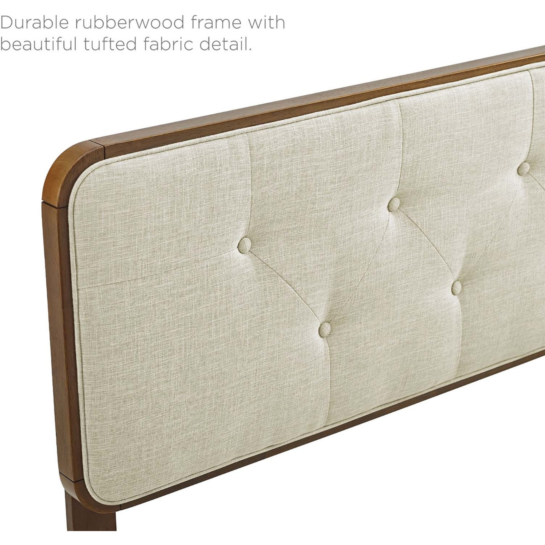 Collins Tufted King Fabric and Wood Headboard - Walnut Beige