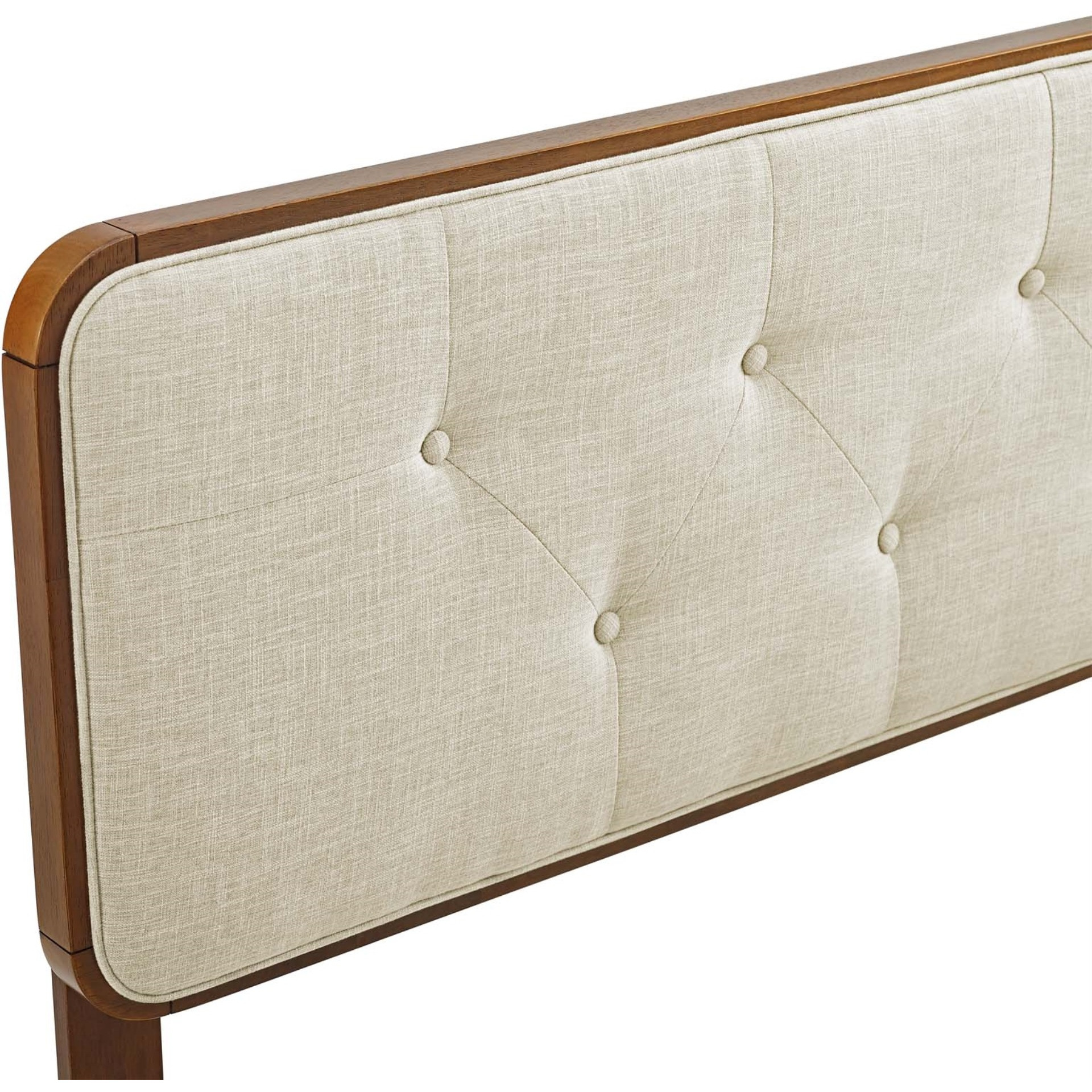 Collins Tufted King Fabric and Wood Headboard - Walnut Beige