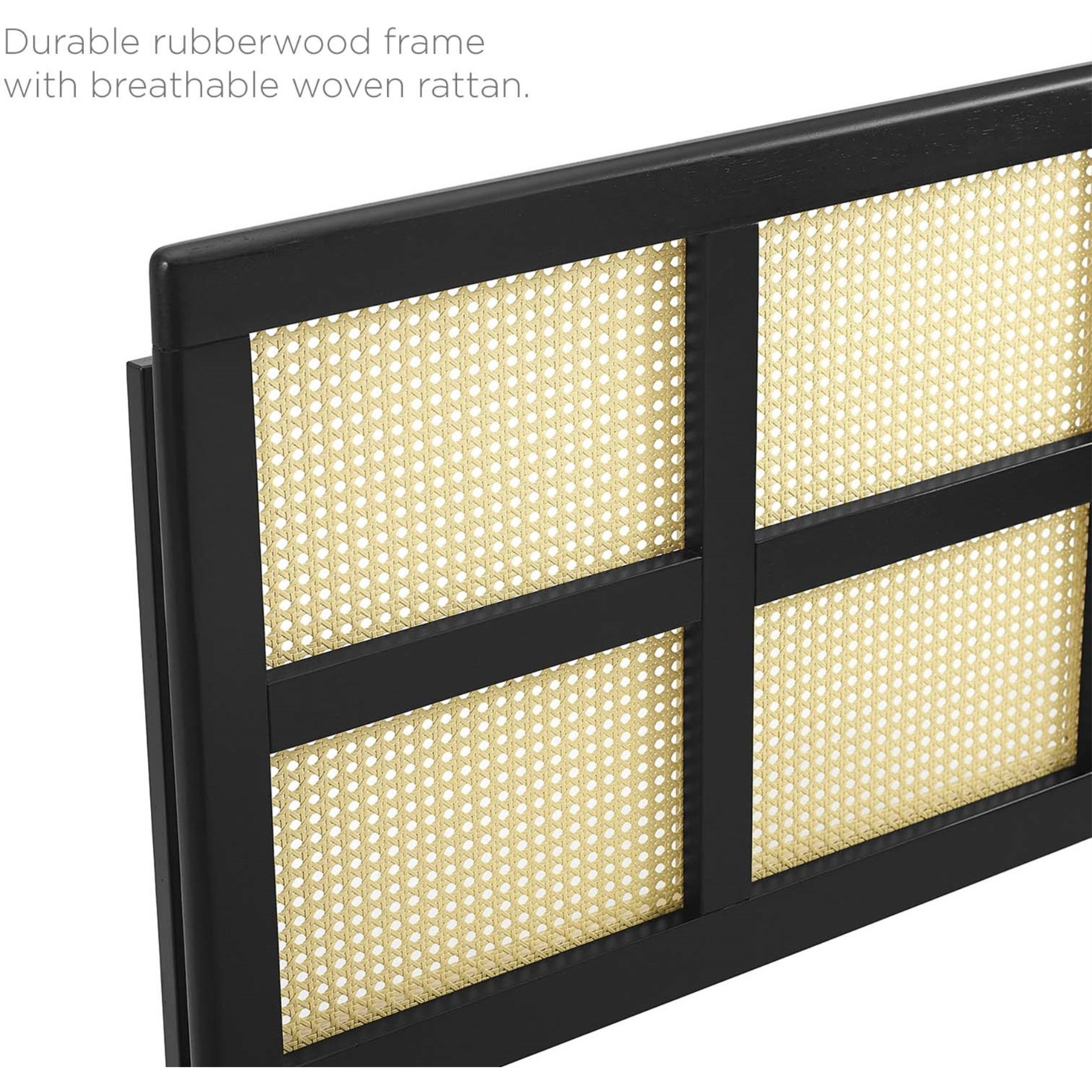 Luana Cane King Headboard - Black