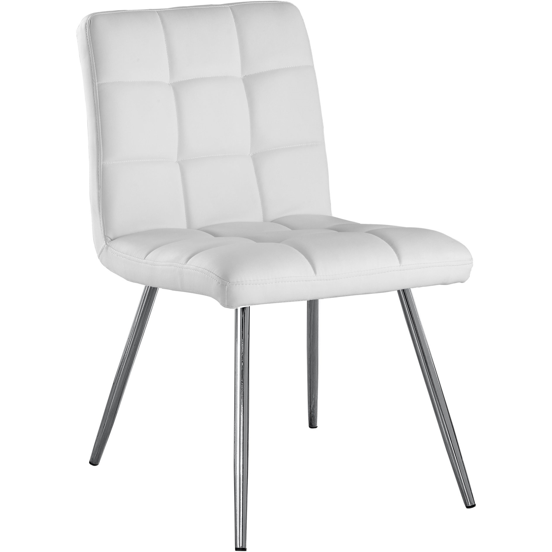 Dining Chair, Set Of 2, Side, Upholstered, Kitchen, Dining Room, Pu Leather Look, Metal, White, Chrome, Contemporary, Modern