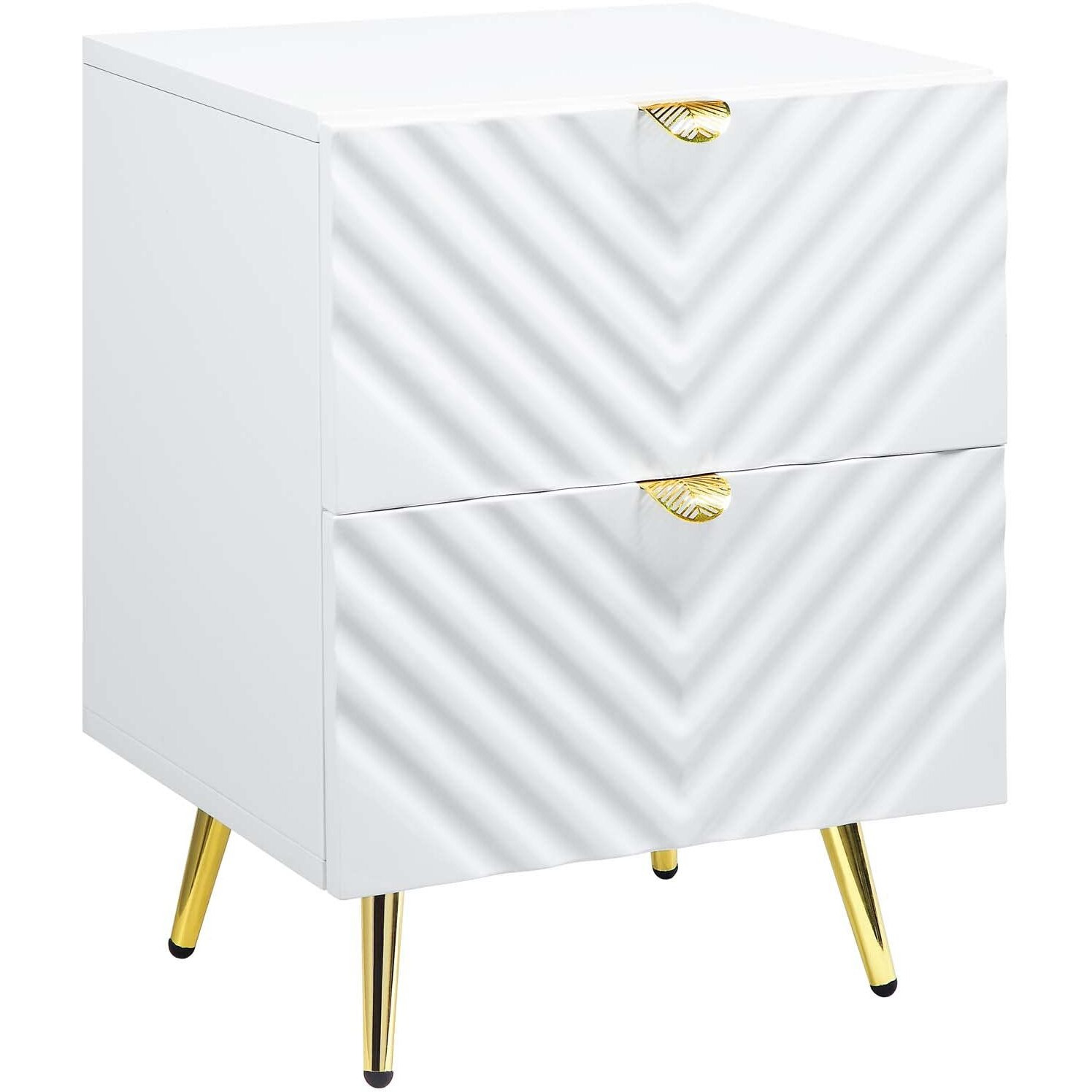 BD01035 - Nightstand, White High Gloss Finish - Gaines