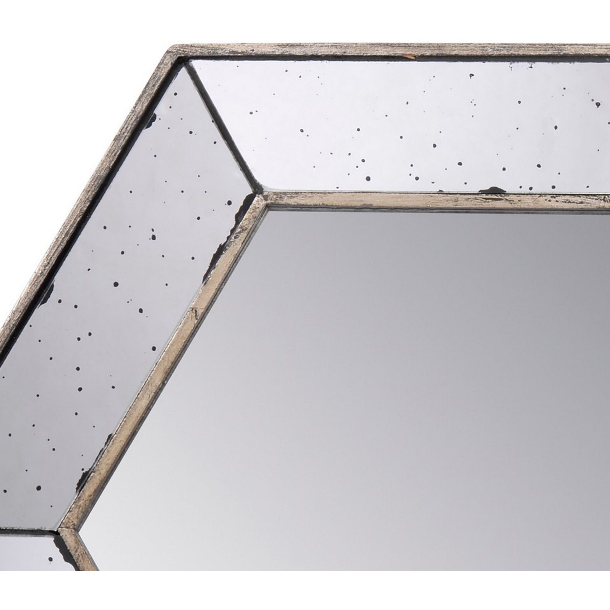 Filo 21 Inch Wall Accent Mirror, Raised Tray Edges, Hexagonal Mirror Frame
