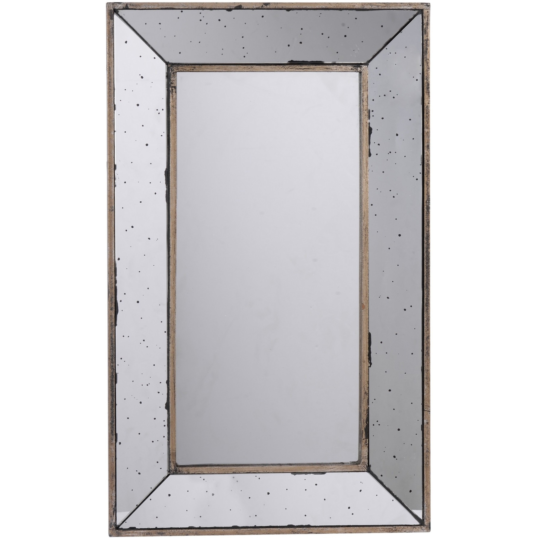 Filo 24 Inch Wall Mirror, Raised Tray Edges, Mirrored Rectangular Frame