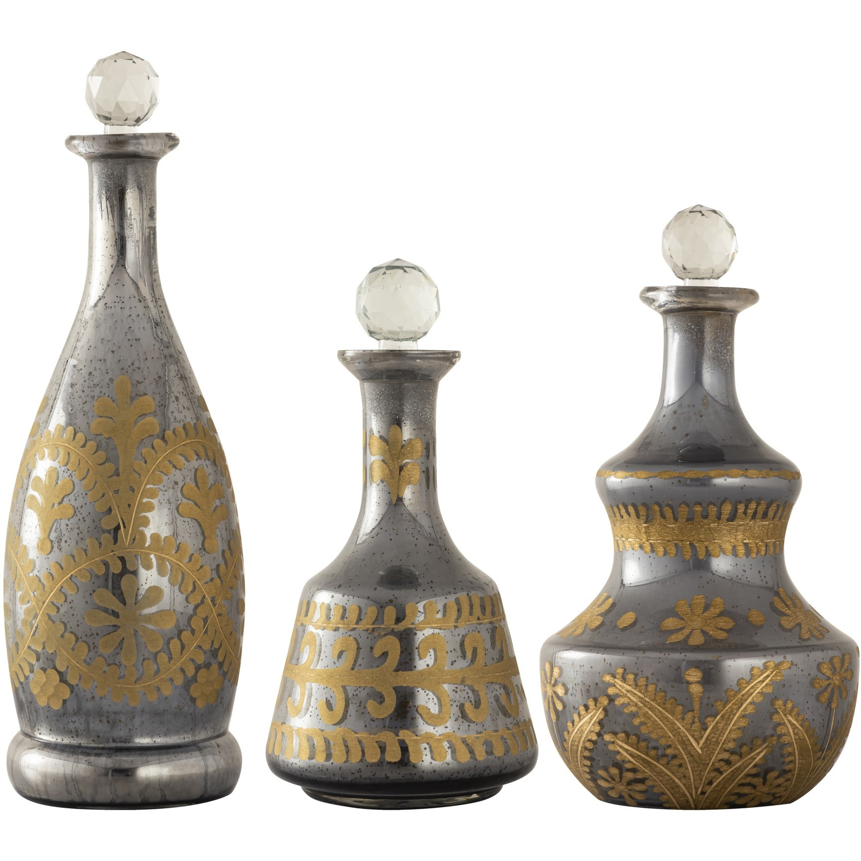 Kemal Bottle - Set of 3 Antique Silver